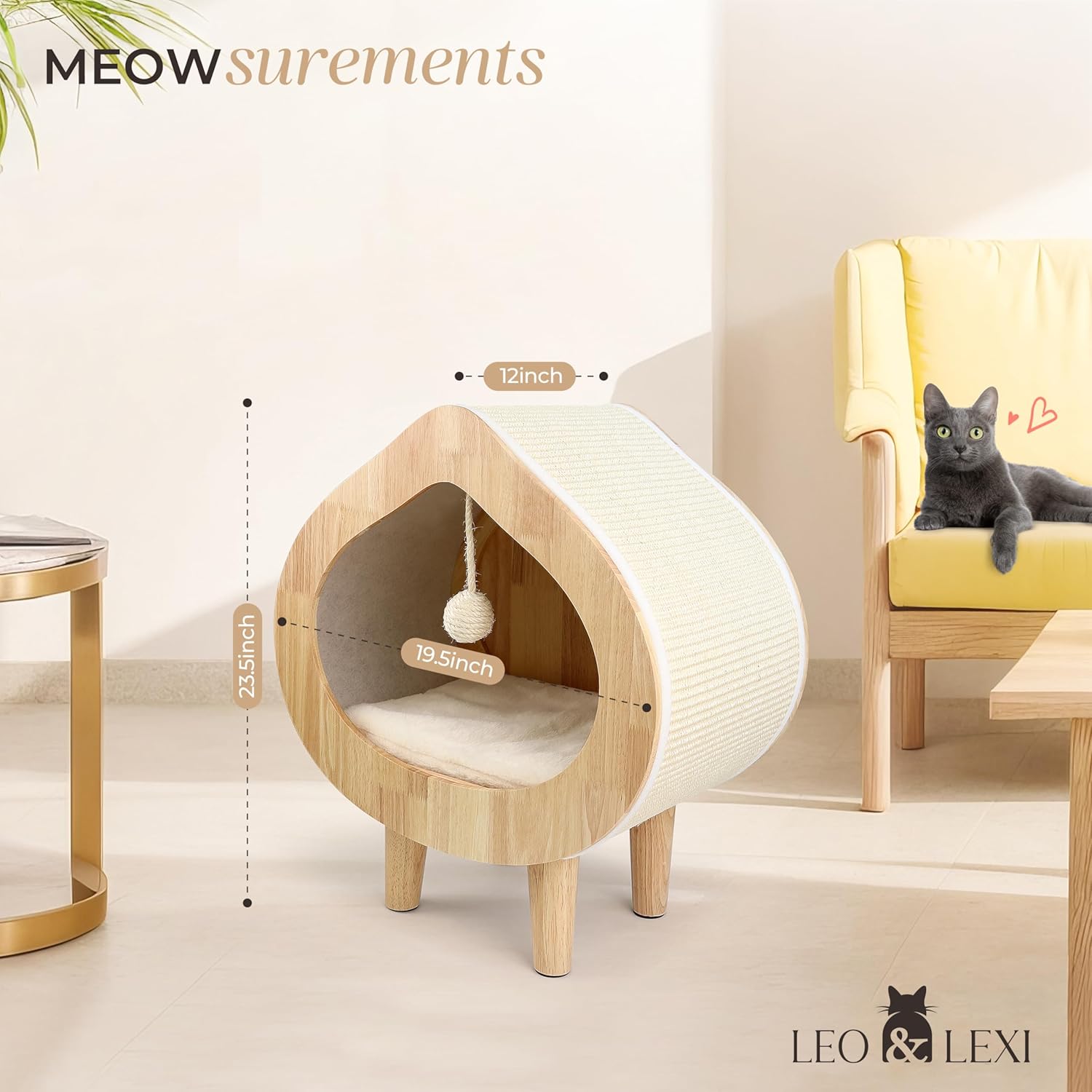 Unique Modern Cat Bed for Indoor Cats, House with Scratching Wall, Cozy Cave for Hideout, Cute Kitty Condo for Sleeping, Luxury Cat Beds & Furniture - Happypetzone.online - Image 7