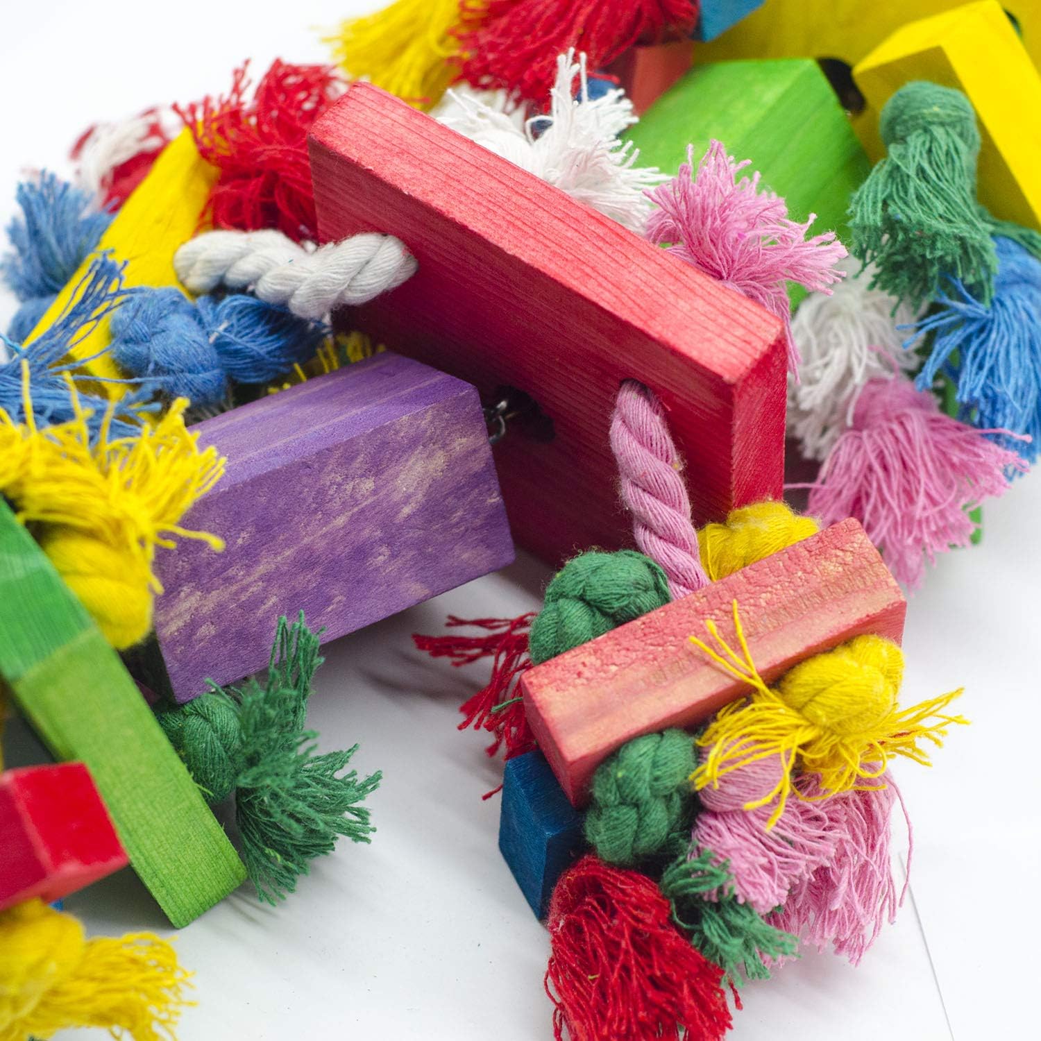 Deloky Bird Block Knots Tearing Toy- 19.7 inch Multicolored Natural Wooden Parrot Chewing Toy Suggested for Macaws cokatoos, African Grey and a Variety of Amazon Parrots. (Large Size) - Happypetzone.online - Image 3