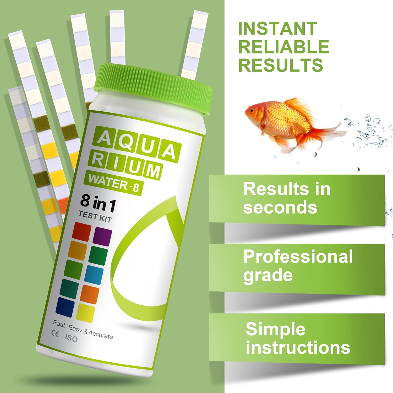 AAwipes 8-in-1 Aquarium Test Kit (150 Strips) for Freshwater & Saltwater - Quick & Accurate Water Testing for Aquariums & Ponds. Tests Free Chlorine, Hardness, pH, Ammonia Nitrogen, etc. (K02-150) - Happypetzone.online - Image 2