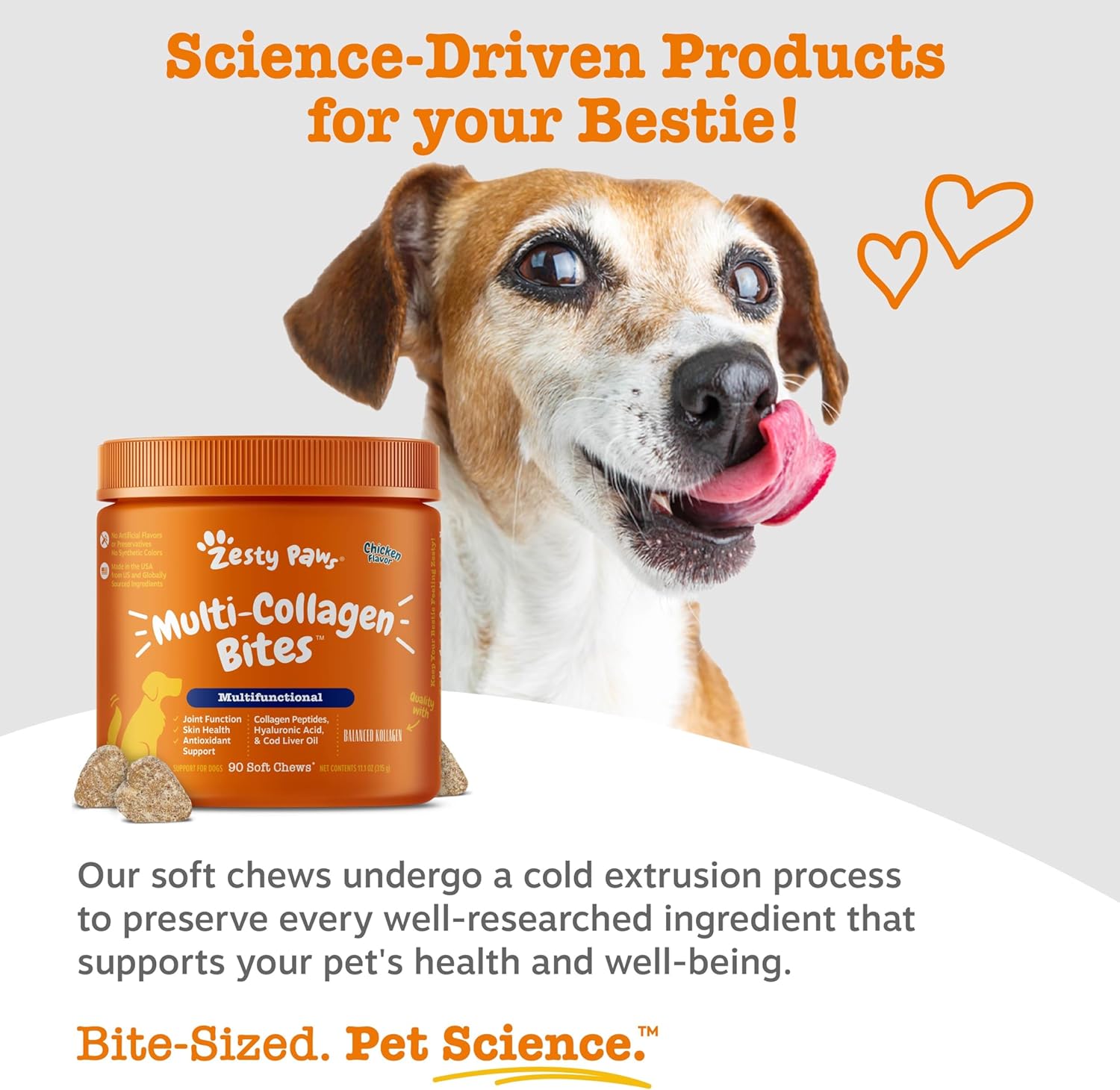 Zesty Paws Multivitamin Treats for Dogs, Glucosamine Chondroitin Joint Support + Digestive Enzymes & Probiotics, Grain Free Dog Vitamins and Supplements for Skin & Coat, Peanut Butter - 90ct - Happypetzone.online - Image 6