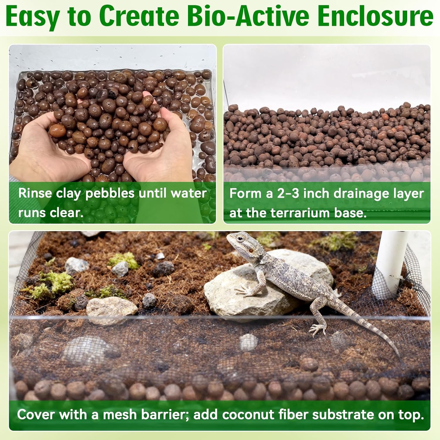 Halatool Reptile Substrate 2QT Clay Pebbles Terrarium Bedding for Reptiles Organic Clay Balls Bioactive Drainage Layer for Terrariums & Vivariums Leopard Gecko Tortoise Frog Lizard Ball Python - Happypetzone.online - Image 5