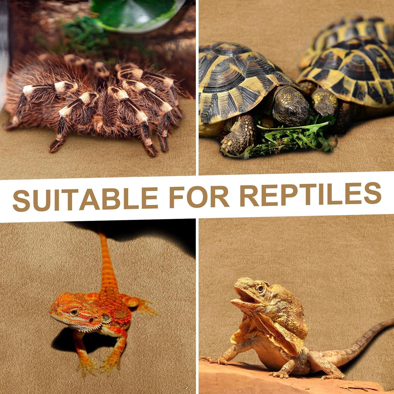 Haull 4 Pcs Reptile Carpet Pet Terrarium Floor Liners Bedding Substrate Liner Supplies Reptile Cage Mat Tank Accessories for Lizard Bearded Dragon Tortoise Snake Leopard (47 x 24 Inch, Coffee) - Happypetzone.online - Image 5
