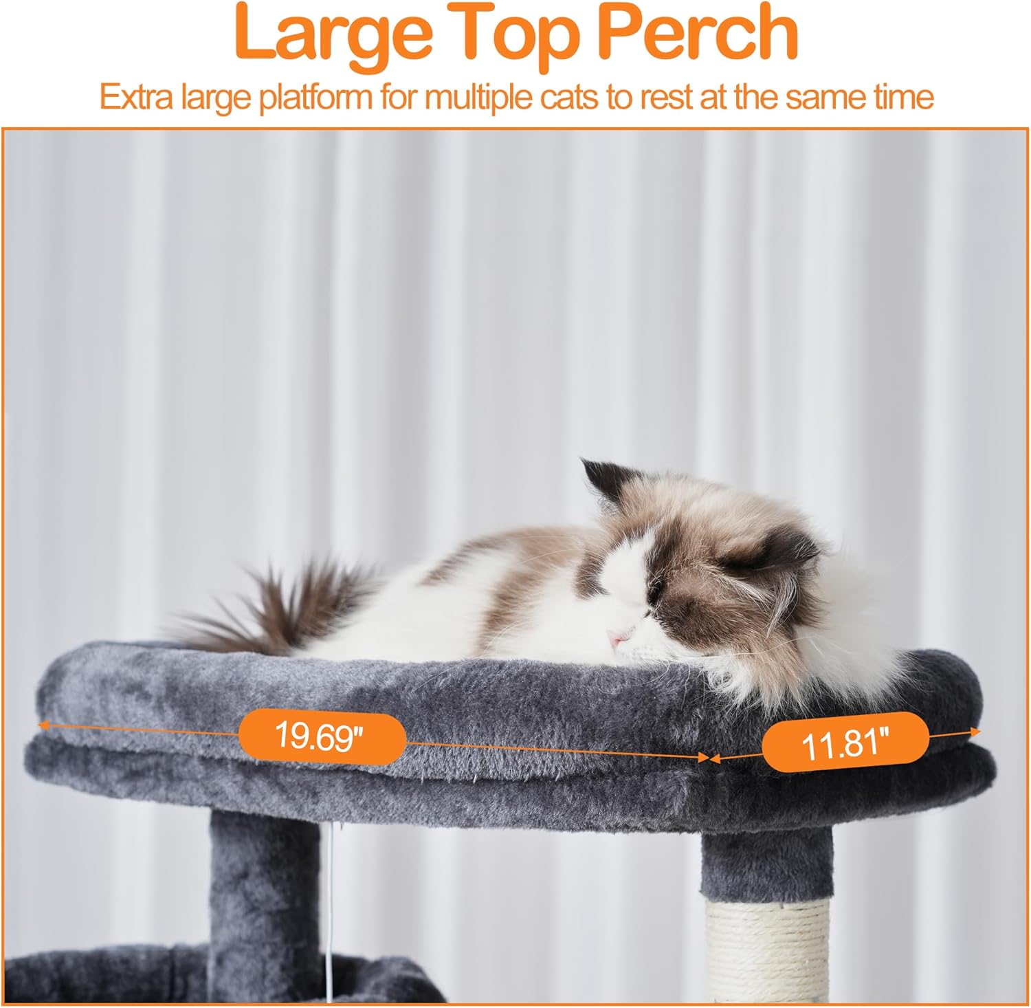Heybly Cat Tree, 71-Inch-Tall Tower for Indoor Cats with 2 Perches, 2 Big Condos, 2 Hammocks, Basket, Scratching Pad, Large Cat Furniture and Condo, Smoky Gray HCT034G - Happypetzone.online - Image 6