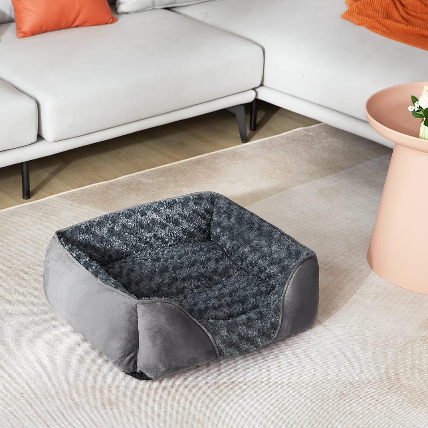 INVENHO Large Dog Bed for Large Medium Small Dogs, Rectangle Washable Orthopedic Dog Bed, Soft Calming Sleeping Puppy Bed Durable Pet Cuddler with Anti-Slip Bottom L(30"x24"x9") - Happypetzone.online - Image 6