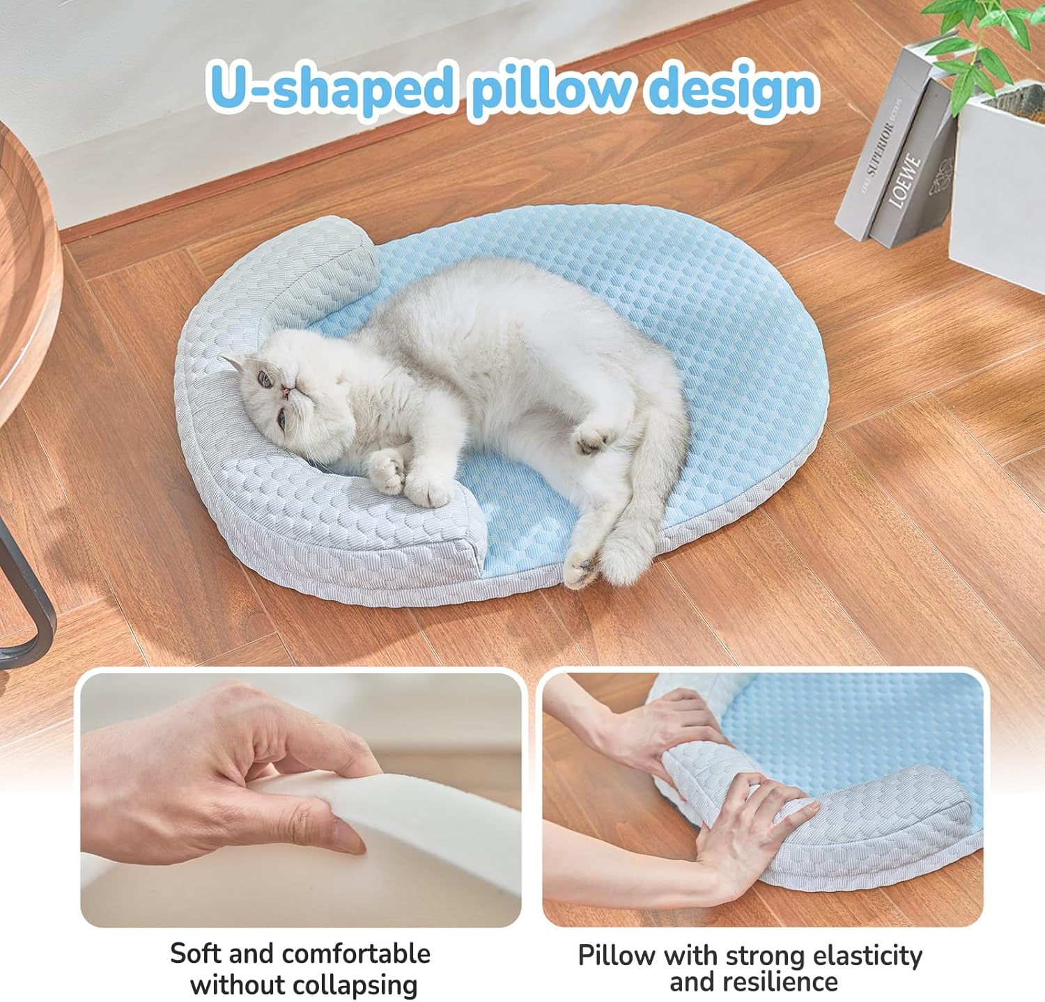 CATISM Cat Cooling Mat - Pet Bed Mat for Cats or Small Dogs, Cat Bed Cat Sleeping Beds with Pillow Soft and Comfortable, Cozy Pad Washable, Non-Slip Bottom Removable - Happypetzone.online - Image 5