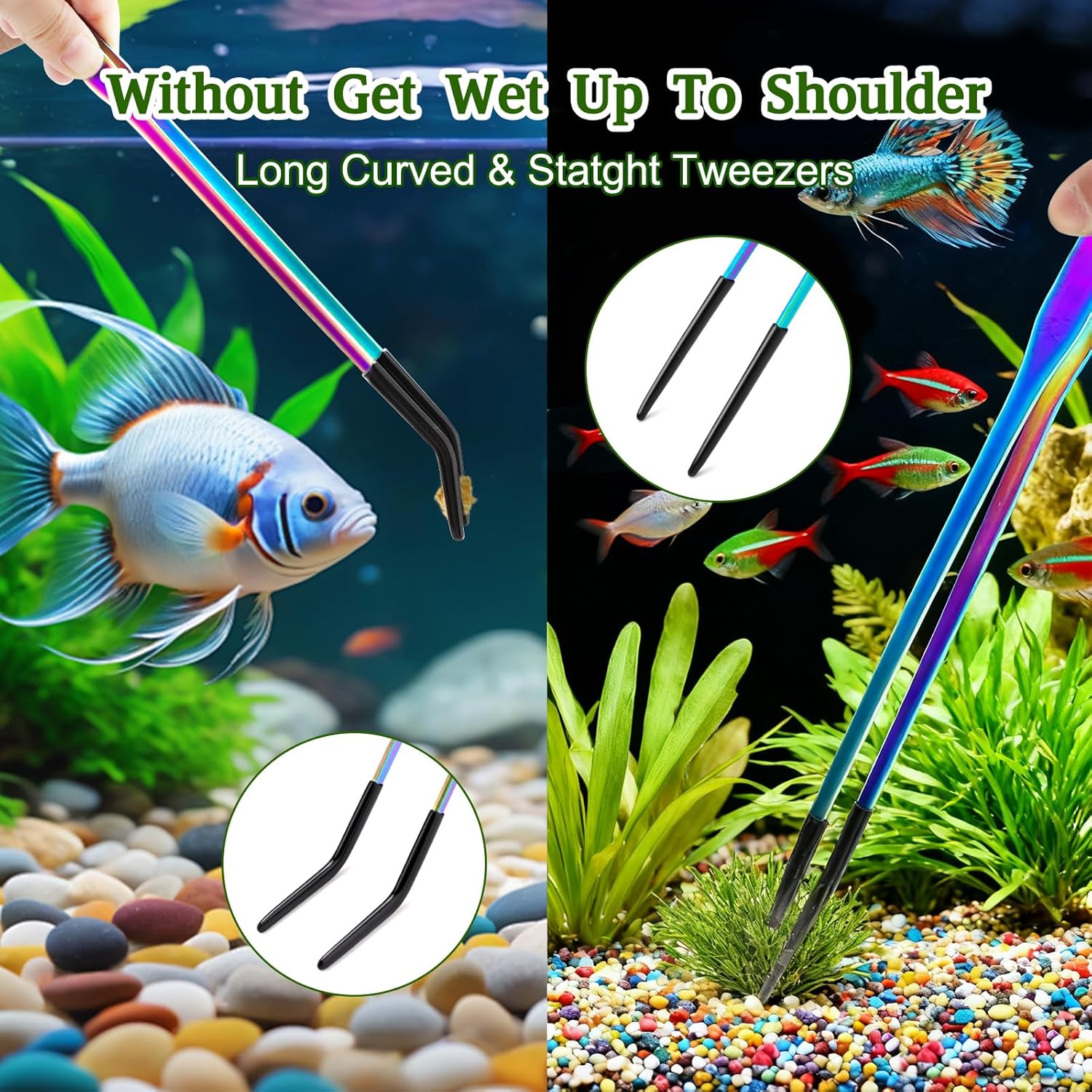OLIISS Stainless Steel Reptile Feeding Tongs and Spoon Set - 10.6" Straight & Curved Tweezers for Aquariums & Crafts - Feeder Tools for Bearded Dragons & Lizards - Terrarium Tank Supplies - Happypetzone.online - Image 5