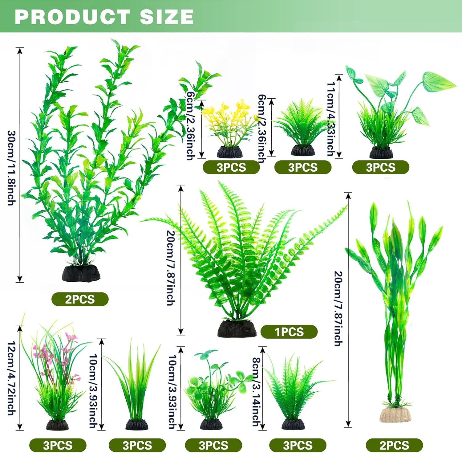 Ameliade Aquarium Artificial Green Plastic Plants Decorations 26 PCS Large Fish Tank Accessories Goldfish Betta Tank Decor - Happypetzone.online - Image 2