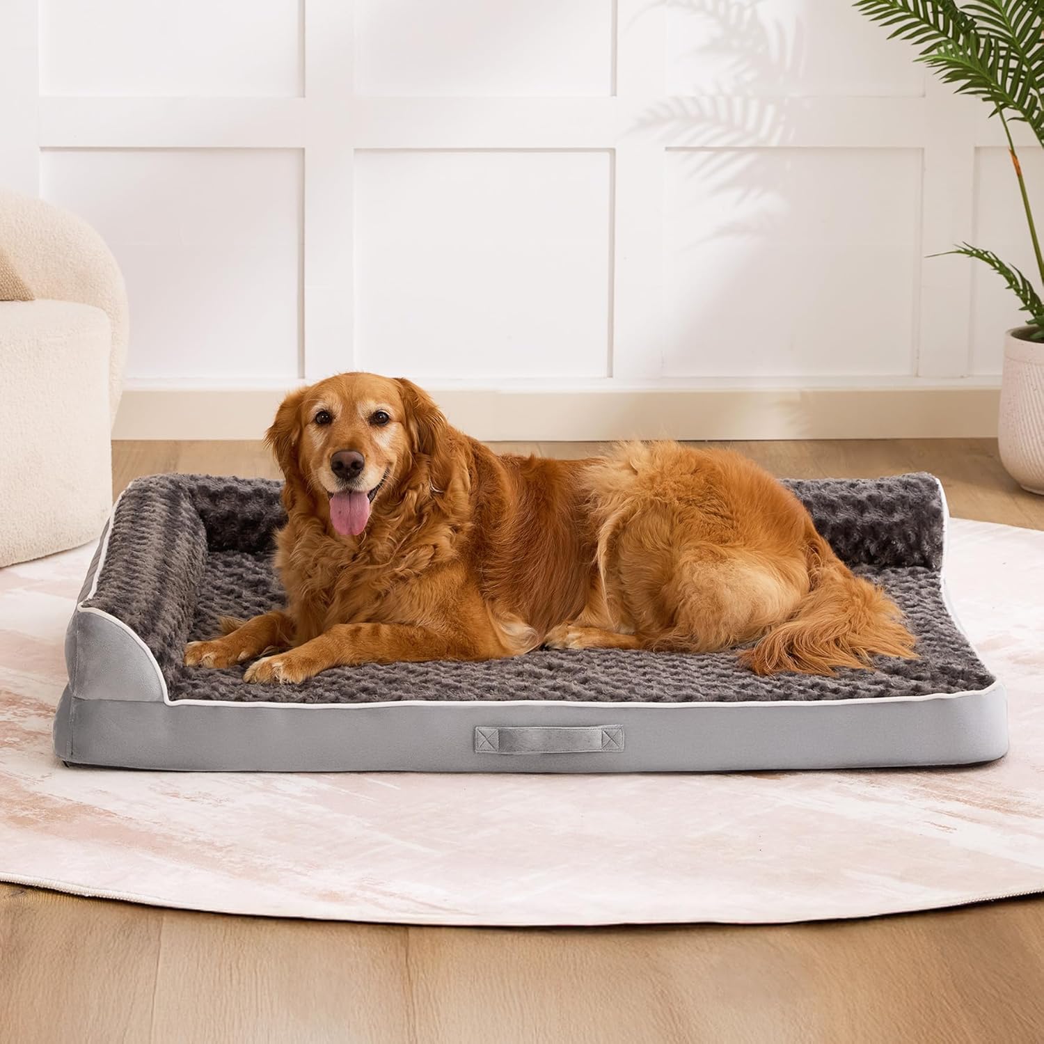Dog Beds Large Sized Dogs, XL Orthopedic Dog Beds for Large Dogs 42"x30"x7.5", Waterproof Pet Bed with Washable Cover, L-Shaped Pet Couch with Portable Handle, Grey - Happypetzone.online - Image 9