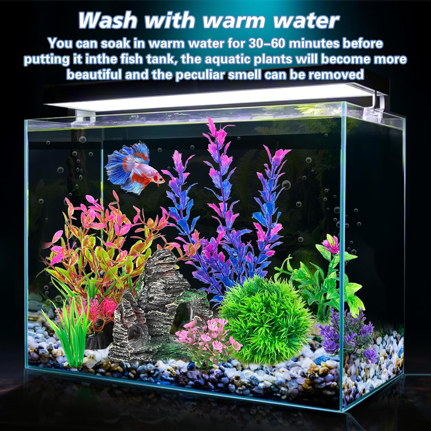 Ameliade Aquarium Artificial Plastic Plants Decorations and Rock Cave Decor Set Goldfish Betta Fish Tank Accessories Small Large Fish Bowl Ornaments - Happypetzone.online - Image 3