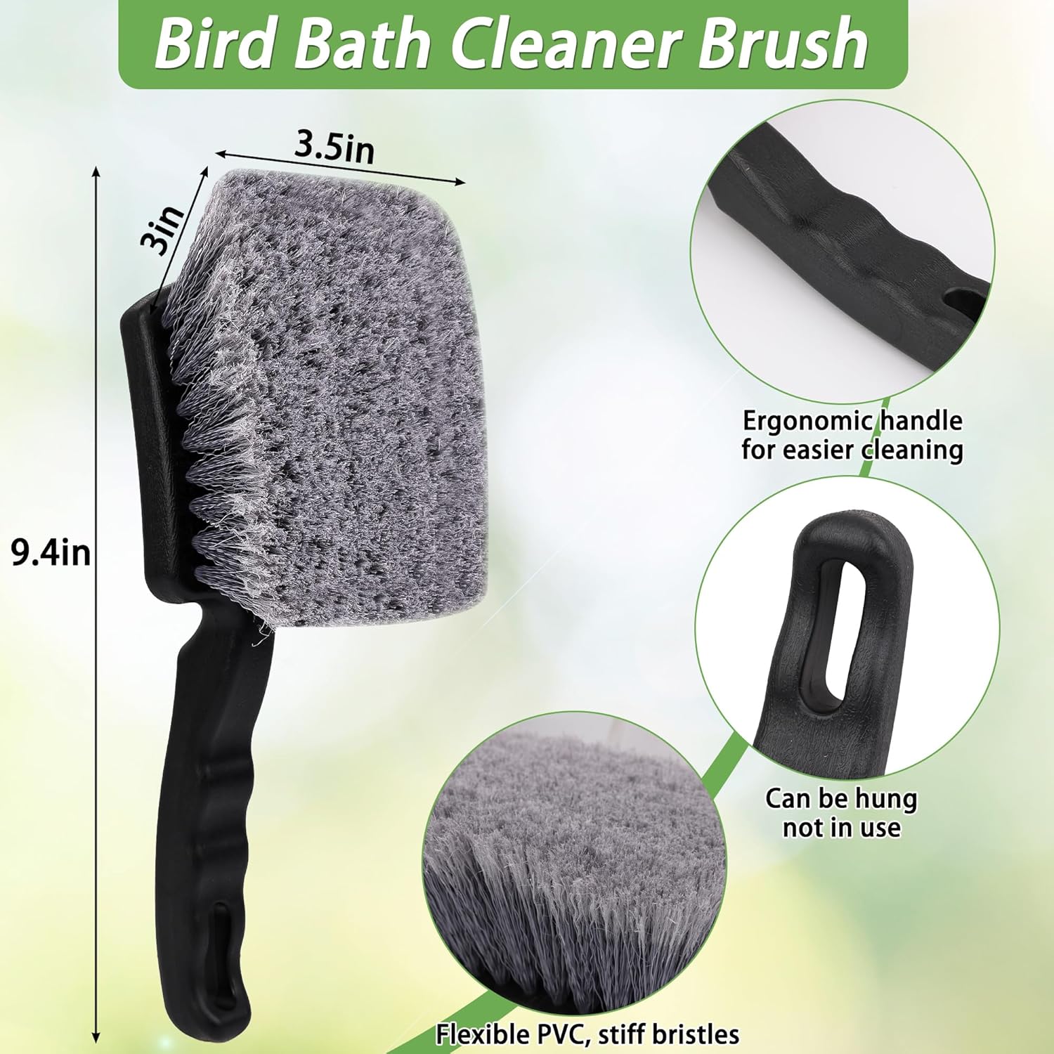 5Pcs Bird Bath Brush Kit, Larbeti 1P Hard Silk Bristle Bird Bath Cleaner Brush, 2P Hummingbird Feeder Cleaning Scrub, 1P Steel Wire Scrub, 1P Clean-Cloth to Hummingbird Feeders, Bath Feeder - Happypetzone.online - Image 2