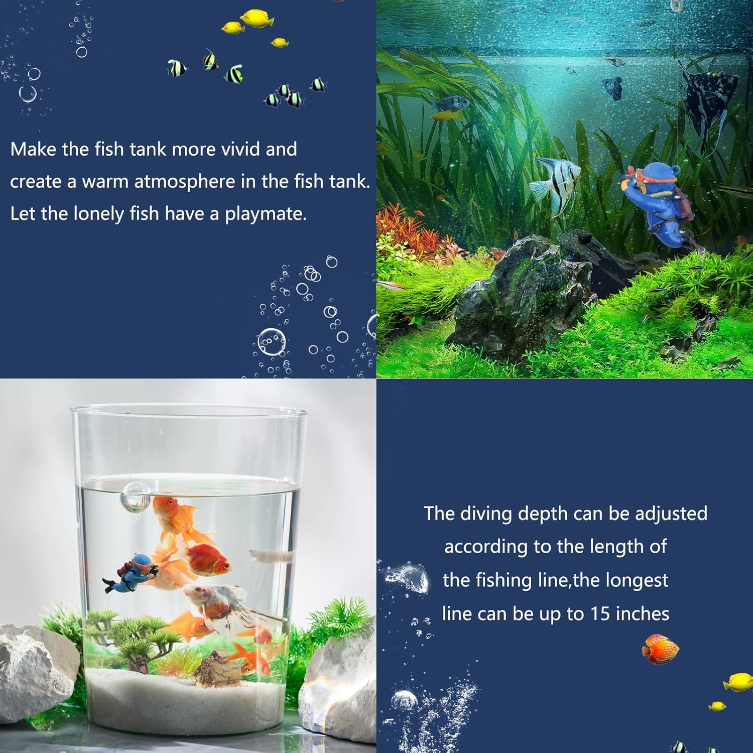 onesimcr Floating Fish Tank Decorations, Aquarium Decorations, Lovely Diver Fish Tank Decorations, Floating Device Fish Tank Accessories,Suitable for All Kinds of Fish Tanks… - Happypetzone.online - Image 2