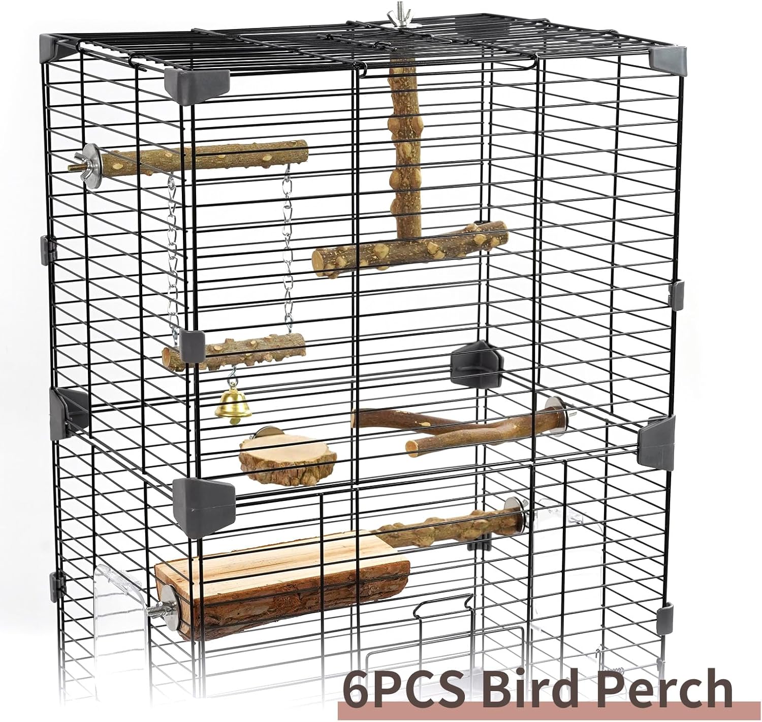 Bird Perches, 6pcs Natural Wood Birds Stand Branch, Bird Perch Chewing Stick Cage Accessories Parrot Climbing Standing Branches Paw Grinding Fork Sets for Parakeet Lovebirds Cockatiels - Happypetzone.online - Image 7