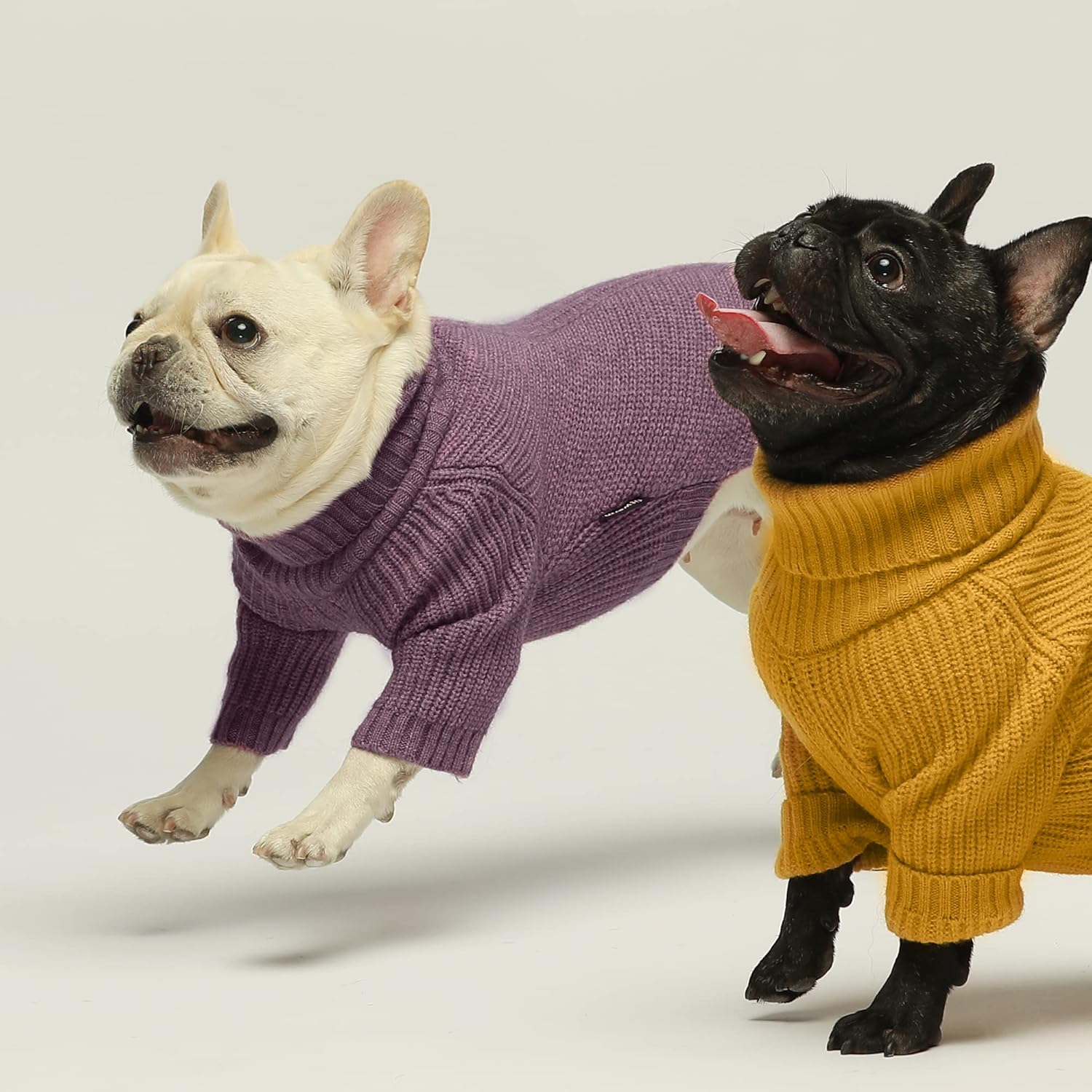 Fitwarm Thermal Knitted Dog Sweater Doggy Winter Coat Pet Clothes Doggie Turtleneck Jacket Puppy Outfits Cat Sweatsuit Lavender Purple Medium - Happypetzone.online - Image 4