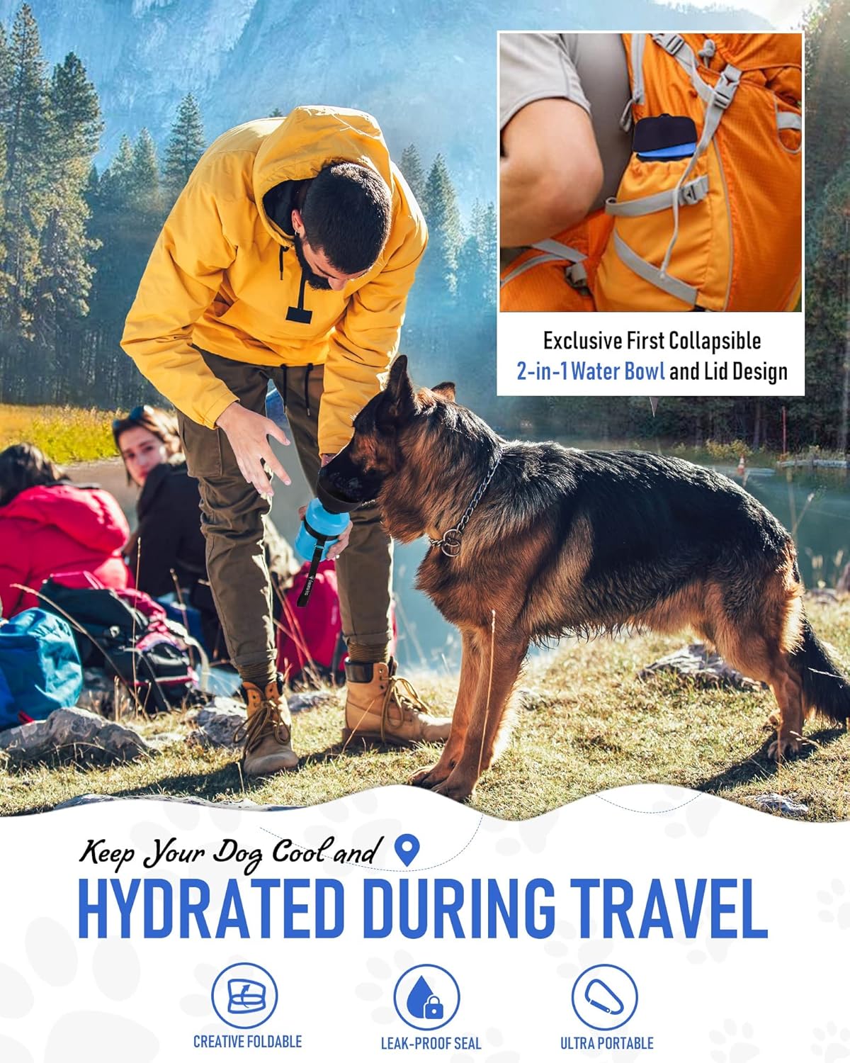 lesotc Dog Water Bottle, Portable Water Dispenser with Bowl, Leak Proof Pet Travel Squeeze Bottle, Puppy Essentials Dog Stuff Accessories for Outdoor Walking, Hiking, Camping - Happypetzone.online - Image 4