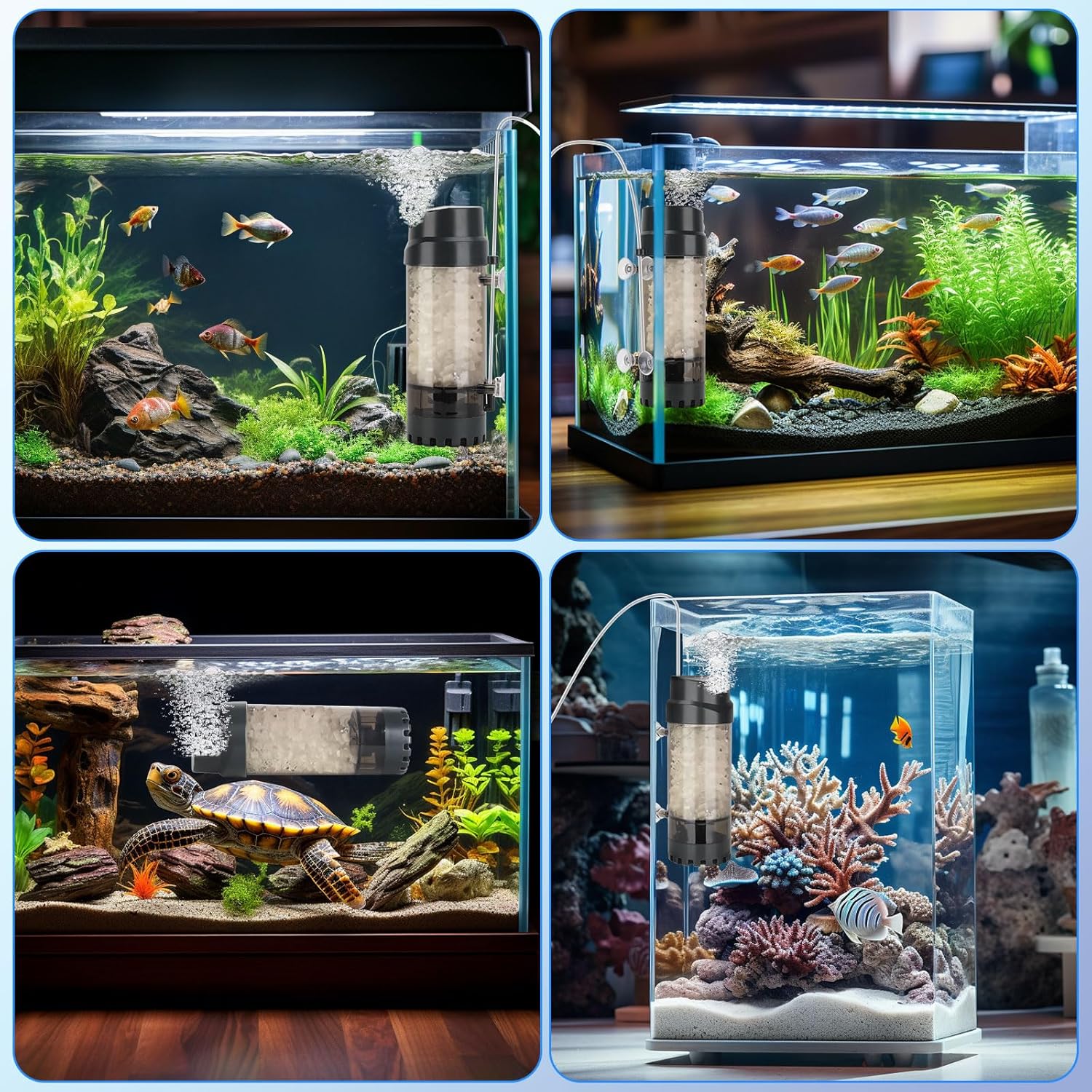 AQQA Aquarium Fluidized Moving Bed Filter,Media Submersible Sponge Filter with Air Stone Ultra-Silence Dissolved Oxygen,Air Pump Accessories,for Fresh Water and Salt-Water (S 10-40 Gallon) - Happypetzone.online - Image 4
