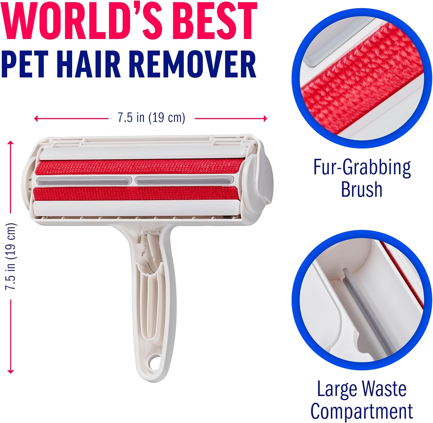 ChomChom Roller Pet Hair Remover – Original Size Reusable Lint Roller for Cat & Dog Hair on Furniture, Couch, Carpet, Car, Rugs & Bedding – Portable, Eco-Friendly (White) - Happypetzone.online - Image 8