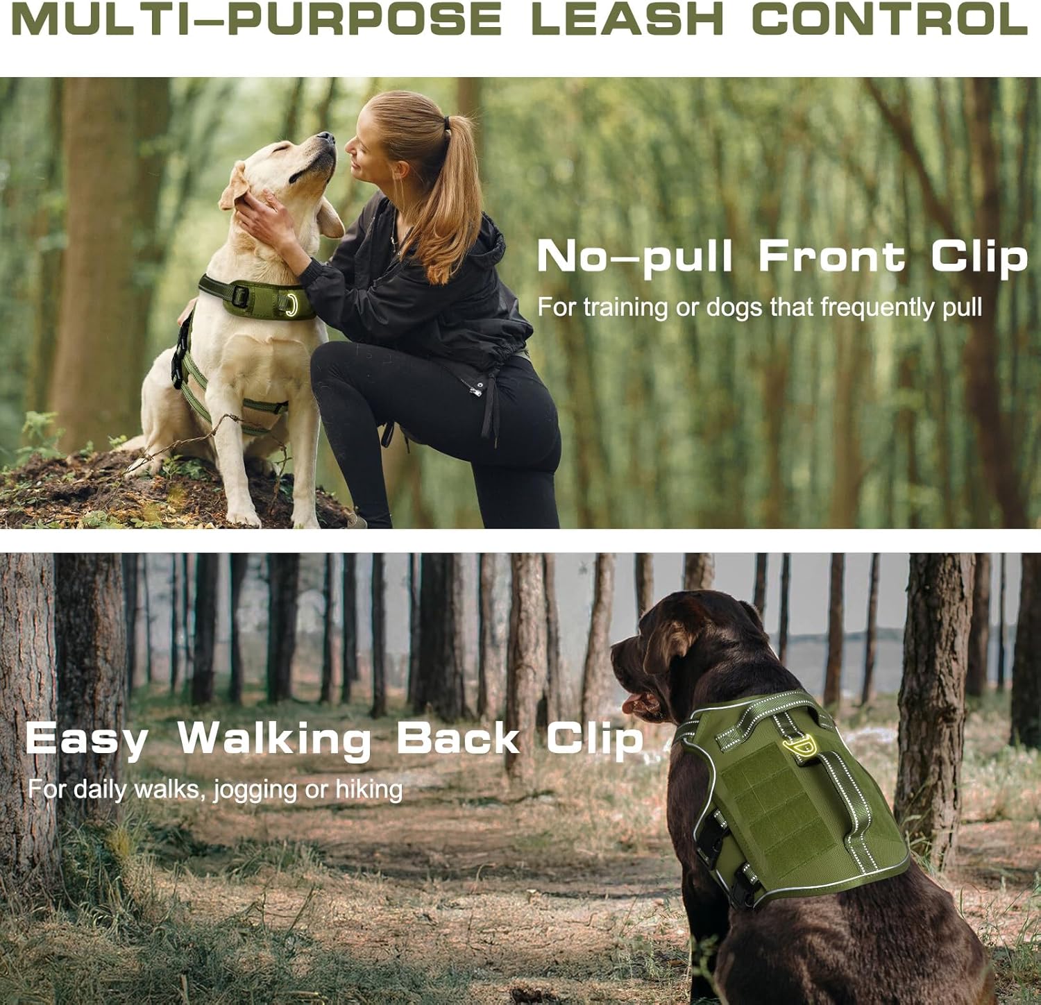 Dog Harness for Large Dogs Heavy Duty, Tactical No Pull Dog Harness with Molle System, Easy On and Off Service Dog Vest, Breathable Padded, Adjustable Reflective Pet Vest for Walking Hiking Training - Happypetzone.online - Image 3