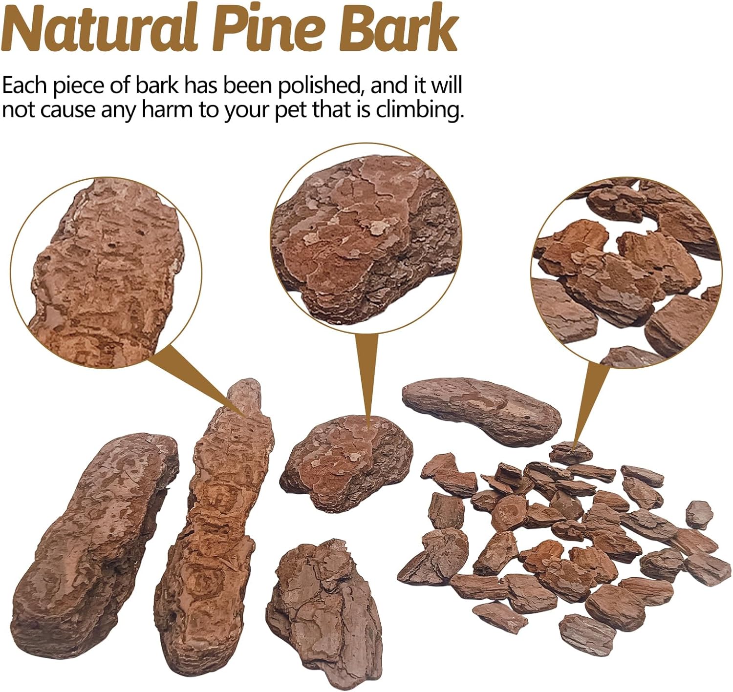 BNOSDM Reptile Pine Bark Substrate 17oz Tortoise Bedding for Habitat Natural Flat Cork Wood Bulk Terrarium Reusable Bark Pieces for Lizard, Crested Gecko, Spider, Chameleon, Ball Python, Tree Frog - Happypetzone.online - Image 5