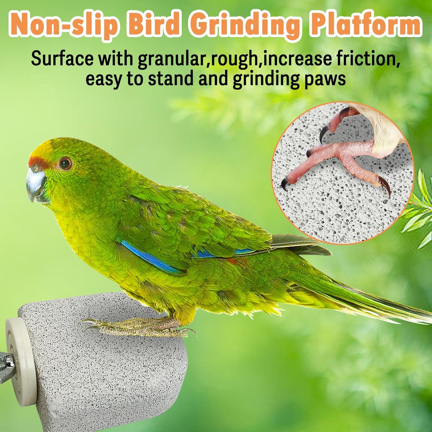 PINVNBY 4 PCS Bird Perch Stands Parrot Calcium Perch Beak Grinding Stone Foot Claws Trimmer Parakeet Platform Parrot Chewing Toys for Small Medium Cockatiel Conure Lovebird Finch - Happypetzone.online - Image 4