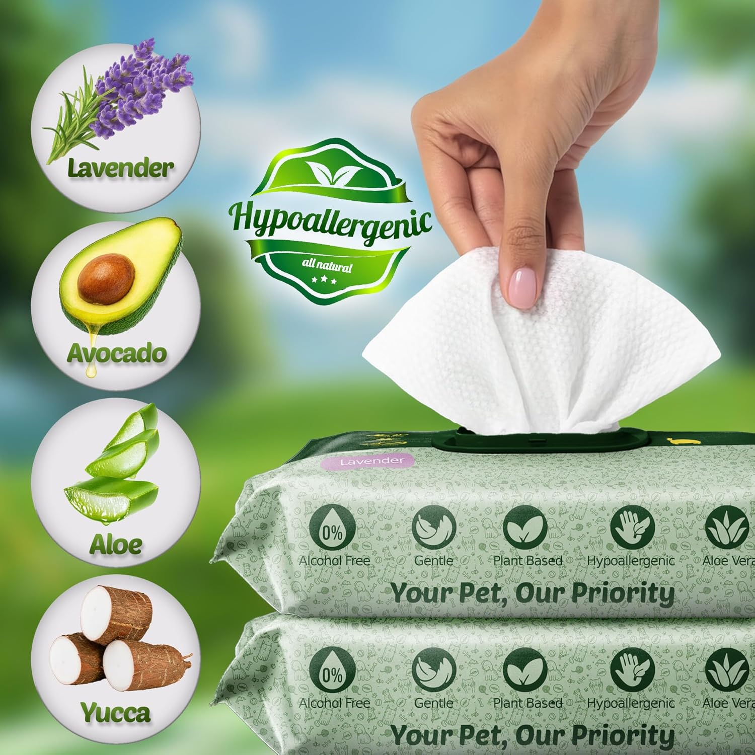 Petazy Dog Wipes for Paws and Butt – 400 Count (8x8in) Hypoallergenic, Deodorizing Pet Wipes for Dogs and Cats | Extra Large, Plant-Based, Lavender Scented | Includes 4 Grooming Glove Wipes - Happypetzone.online - Image 8
