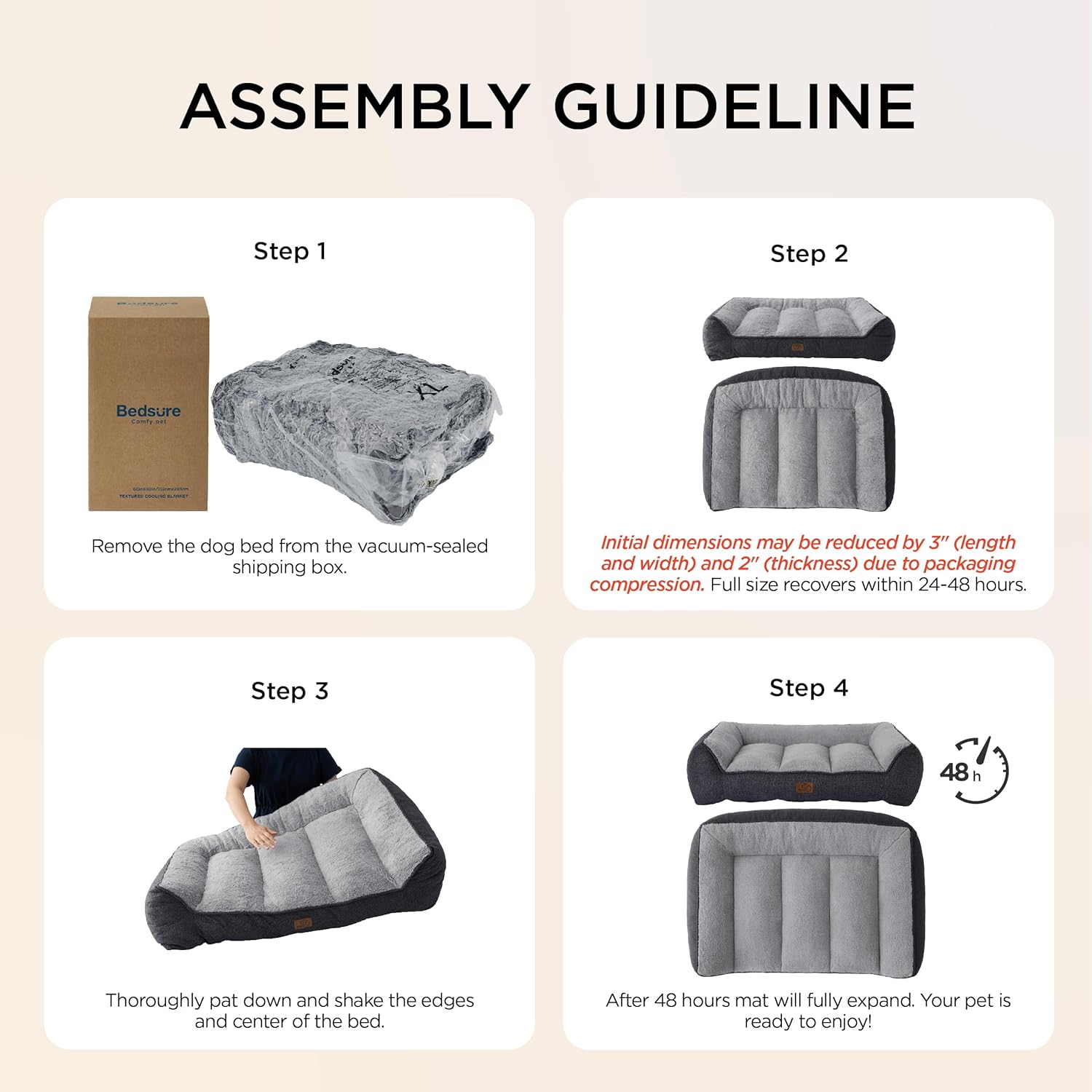 Bedsure SupportMax™ XL Orthopedic Dog Beds Large Sized Dog - As Seen on TV Extra Thick Supportive Dogs Couch with Waterproof Washable Cover, Extra Large Comfort Pet Sofa with Soft Sherpa, Grey, 42" - Happypetzone.online - Image 8