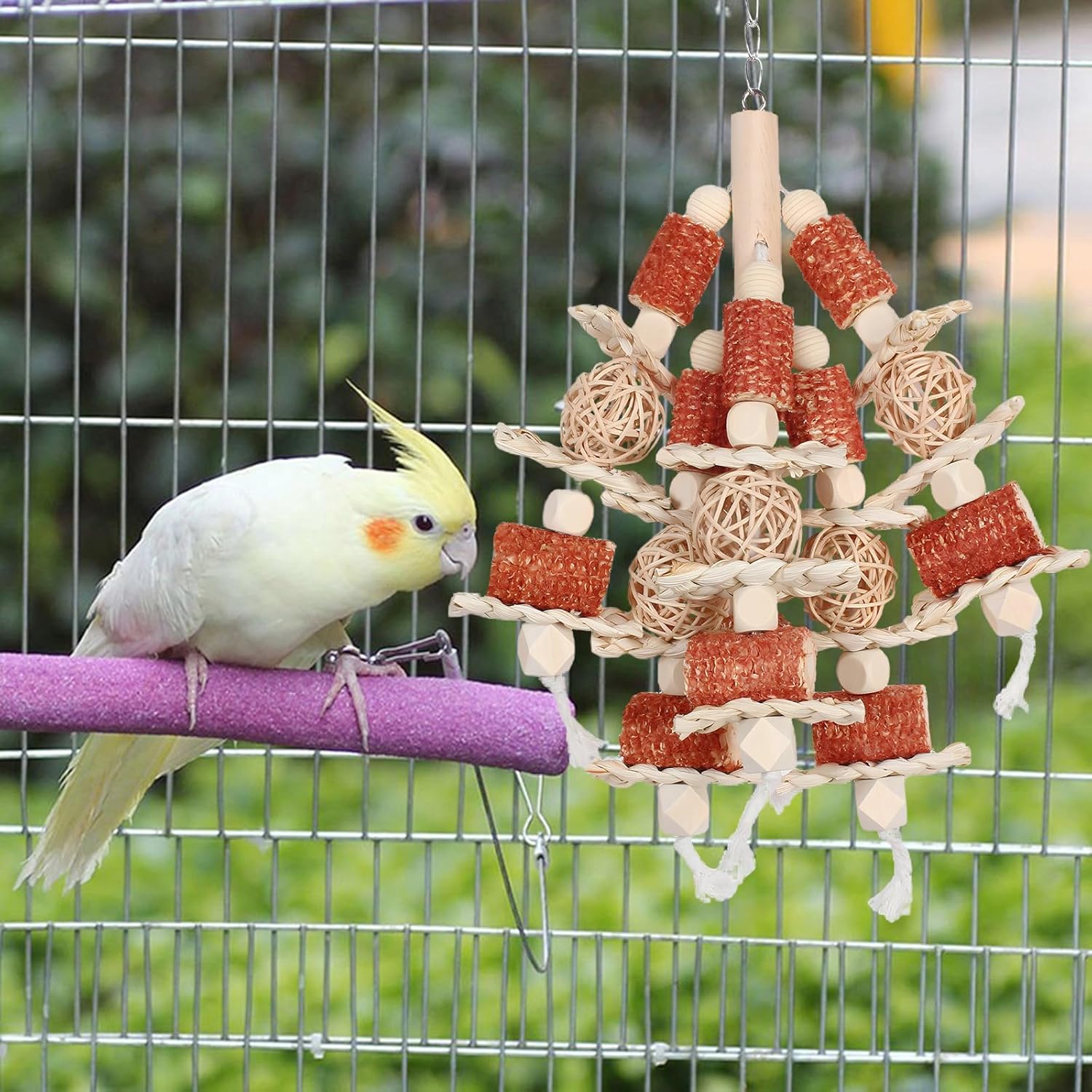 Bird Toys, Natural Corn Stick Parrot Toys Hanging in Bird Cages,for Small and Medium-Sized Macaws,African Grey,Cockatoos,Cockatiel,Sun Conure,Amazon Parrots - Happypetzone.online - Image 2
