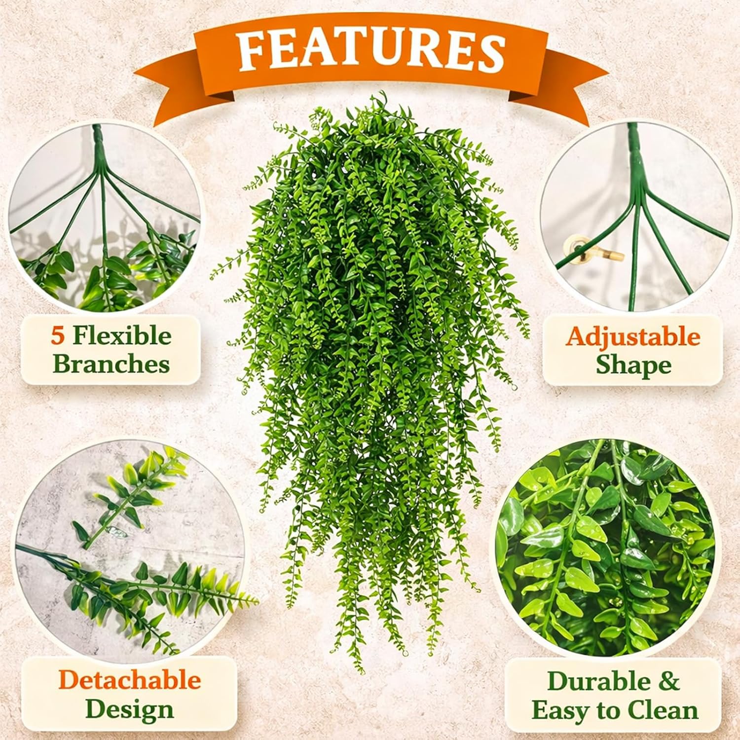 Grddaef Reptile Vines Plants for Terrarium, Flexible Vines Jungle Climbing Branch with Leaves Tank Decor for Snakes Bearded Dragons Geckos Hermit Crabs Lizards Chameleons - Happypetzone.online - Image 2