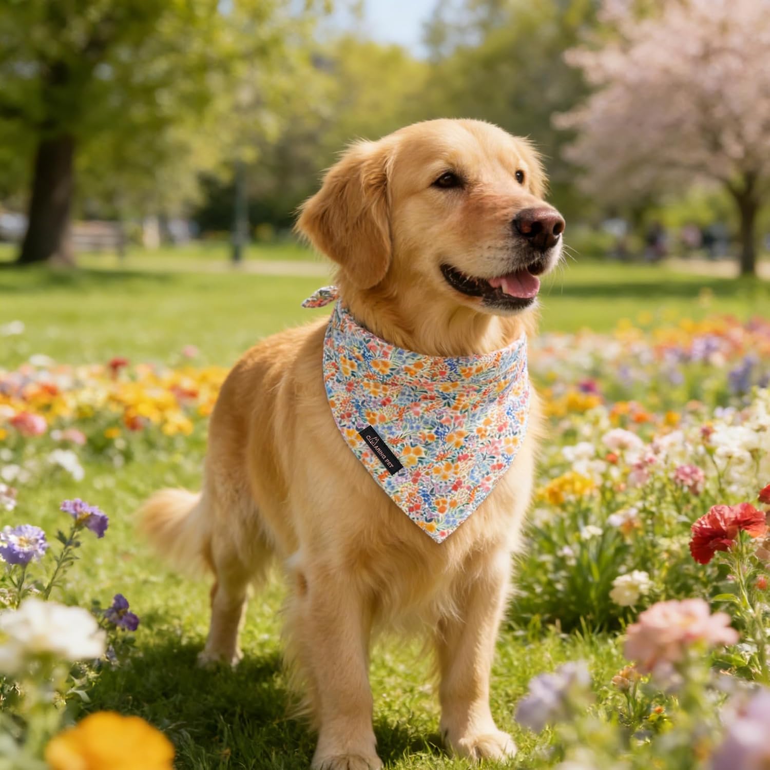 ARING PET Girl Dog Bandana, Spring Summer Daisy Floral Pet Bandana Scarf Triangle Bibs for Puppy Small Medium Large Dogs-L - Happypetzone.online - Image 5