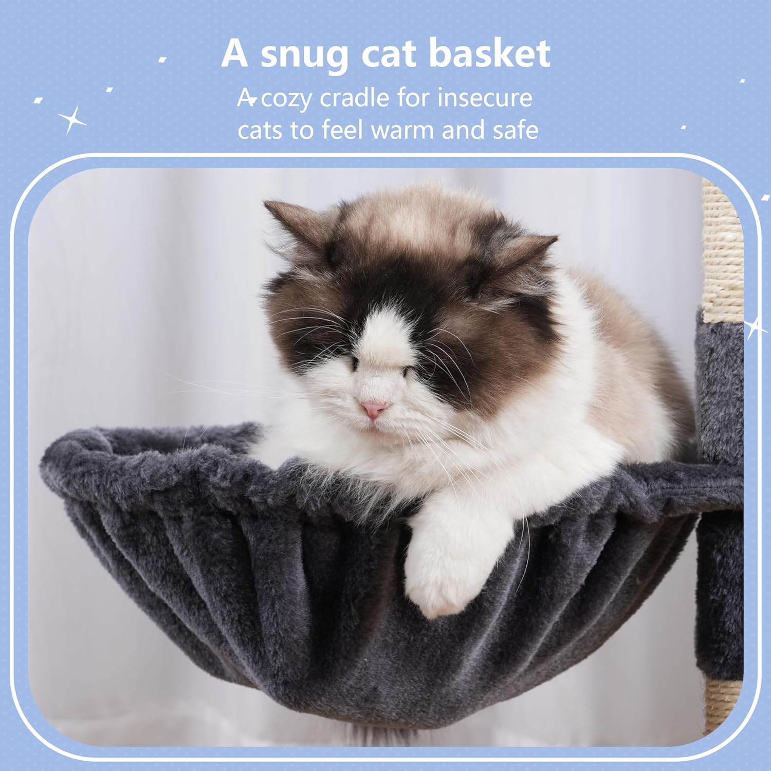 Hey-brother Cat Tree Tower, Scratching Posts with Removable Toys, Cozy Condo, Platform, Hammock, Sisal Scratch Board and Ball for Indoor Kittens, 41.3 Inches, Smoky Gray MPJ008SG - Happypetzone.online - Image 6