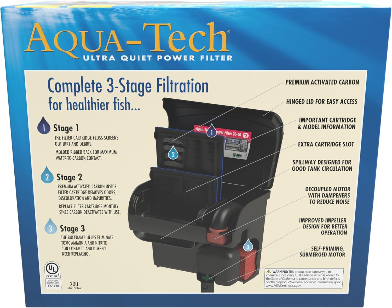 Aqua-Tech Ultra Quiet Power Filter, For Aquariums 20-40 Gallons - Happypetzone.online - Image 2