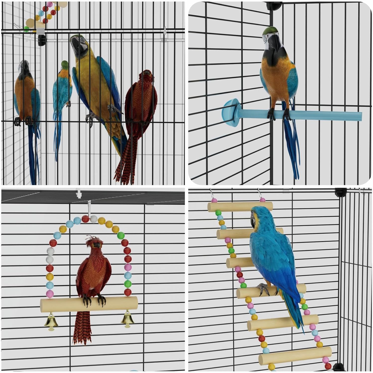 STILLCOVE Medium Flight Bird Cage, Black Parakeet Cages with Rolling Stand & Wheels, Wide Birdcage for Parrots Cockatiels Conure Budgie Canary Finch Lovebird - Happypetzone.online - Image 4