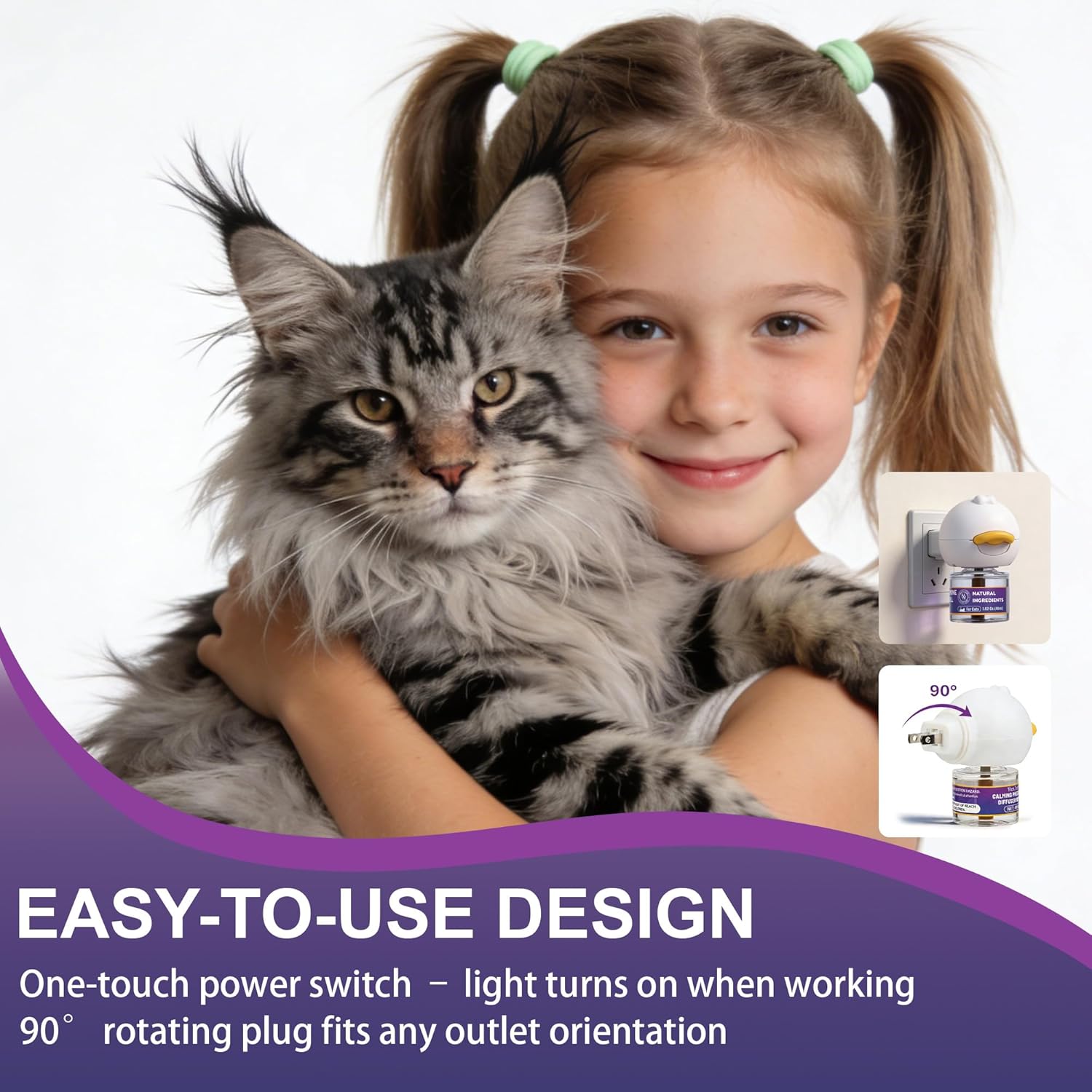 Cat Calming Pheromone Diffuser, Cat Anxiety Relief Diffuser Plug in Calmer with 2 Diffusers & 4 Refills, Reduce Cat Anxiety, Cat Fighting, Urine Marking, Scratching & Stress 48ml/Bottle for All Cats - Happypetzone.online - Image 7