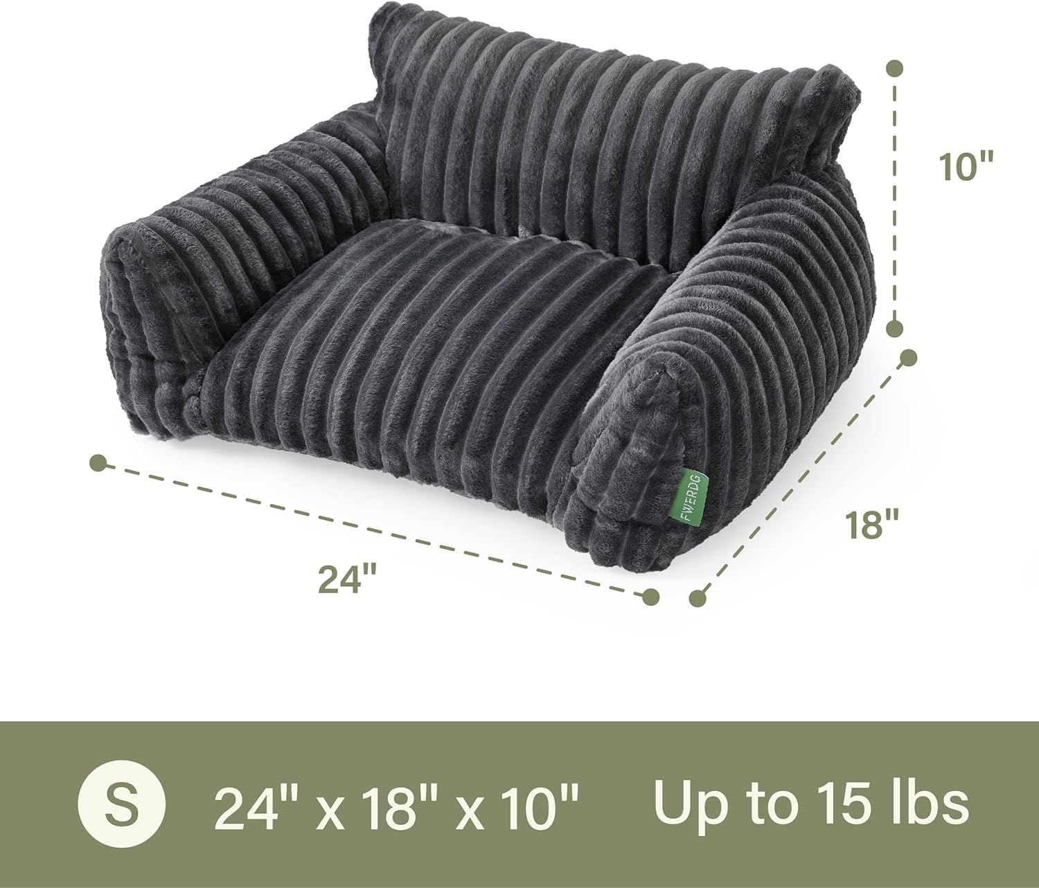 Cute Couch Bed for Pets, Supportive Cat Sofa for Indoor Cats, Small Dog Sofa Bed for Small Dogs, Grey, 24 inches - Happypetzone.online - Image 5