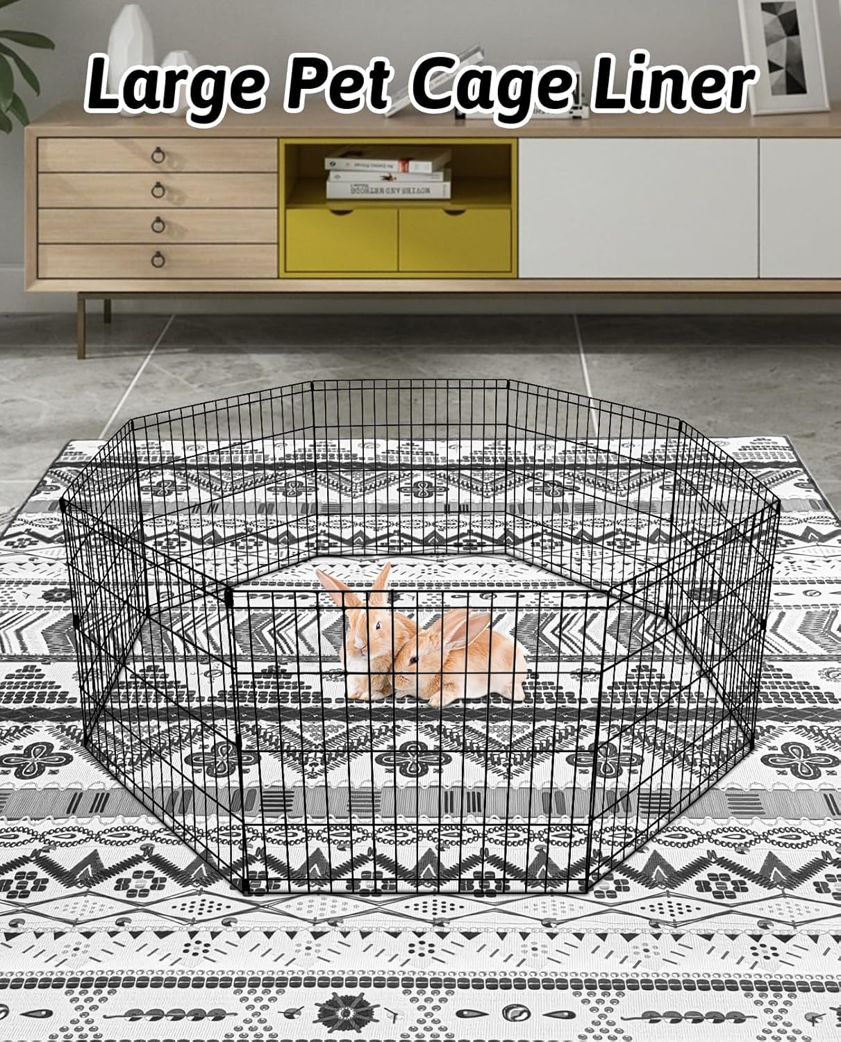 BNOSDM 91" X 63" Extra Large Cage Liners for Rabbits Washable Rabbit Pad Large Bunny Mat Anti Slip Rug for Bunnies, Pet Carpet for Chinchillas Cats Guinea Pigs Ferrets Dogs - Happypetzone.online - Image 7