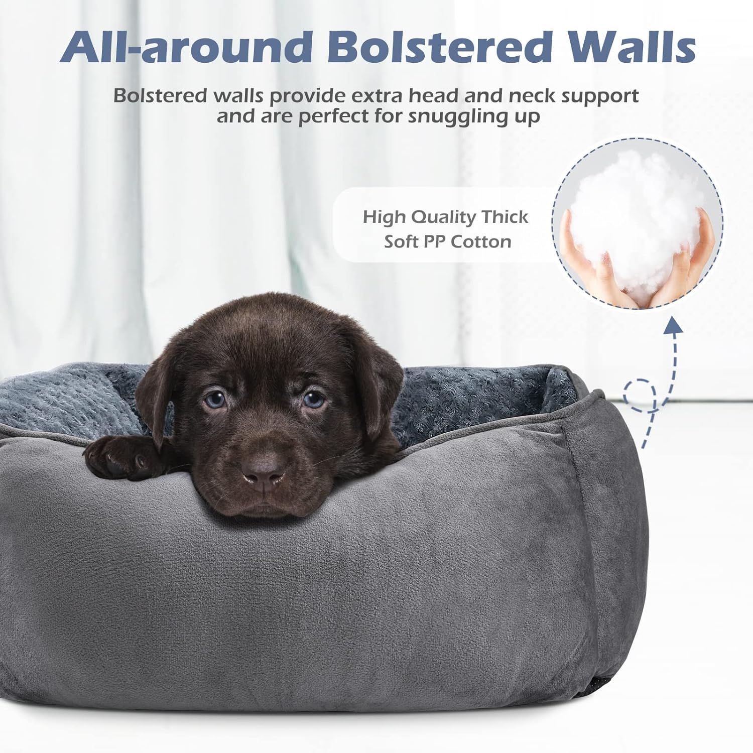 INVENHO Large Dog Bed for Large Medium Small Dogs, Rectangle Washable Orthopedic Dog Bed, Soft Calming Sleeping Puppy Bed Durable Pet Cuddler with Anti-Slip Bottom L(30"x24"x9") - Happypetzone.online - Image 3
