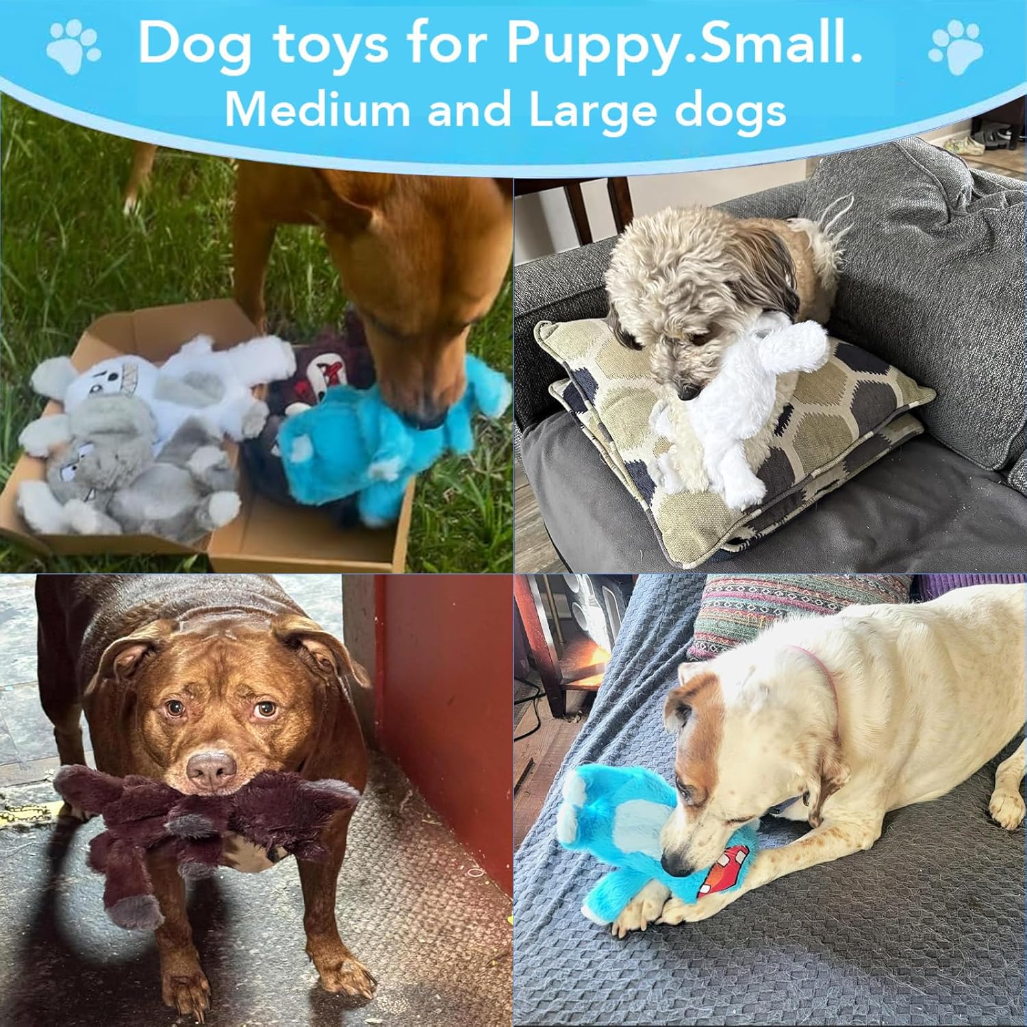 Bzonsmart Dog Squeaky Toys Tough Plush Chew Toys Bundle for Small Medium Large Dogs Interactive Dog Toys to Keep Them Busy Durable Puppy chew Toys for Teething Chewing Playing Training - Happypetzone.online - Image 5