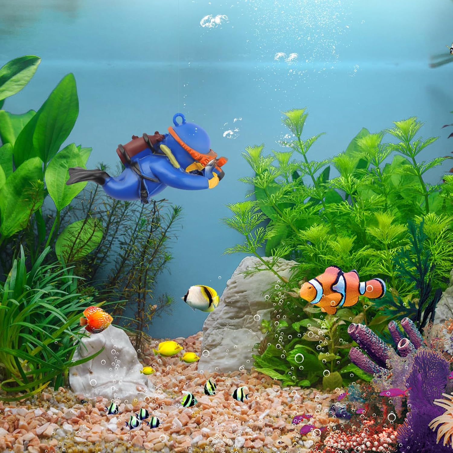 onesimcr Floating Fish Tank Decorations, Aquarium Decorations, Lovely Diver Fish Tank Decorations, Floating Device Fish Tank Accessories,Suitable for All Kinds of Fish Tanks… - Happypetzone.online - Image 5