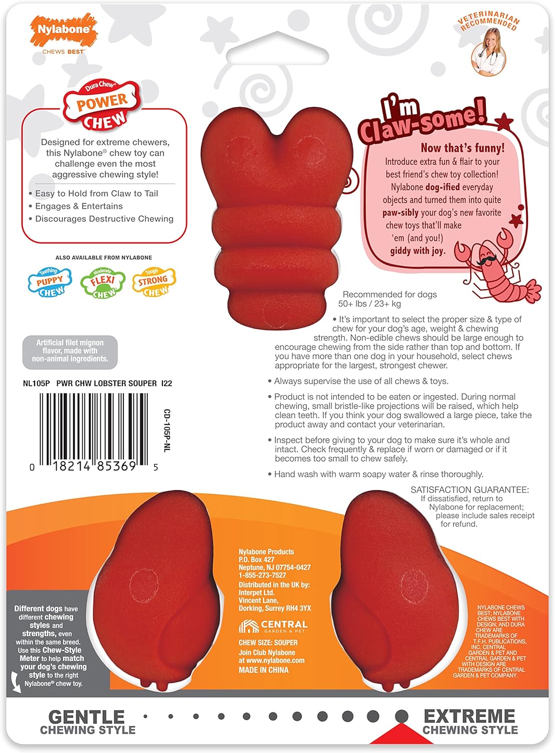 Nylabone Lobster Power Chew Toy for Dogs, Dog Toys for Aggressive Chewers, Filet Mignon Flavor, X-Large Dogs - 50+ lbs, 1 Count - Happypetzone.online - Image 12