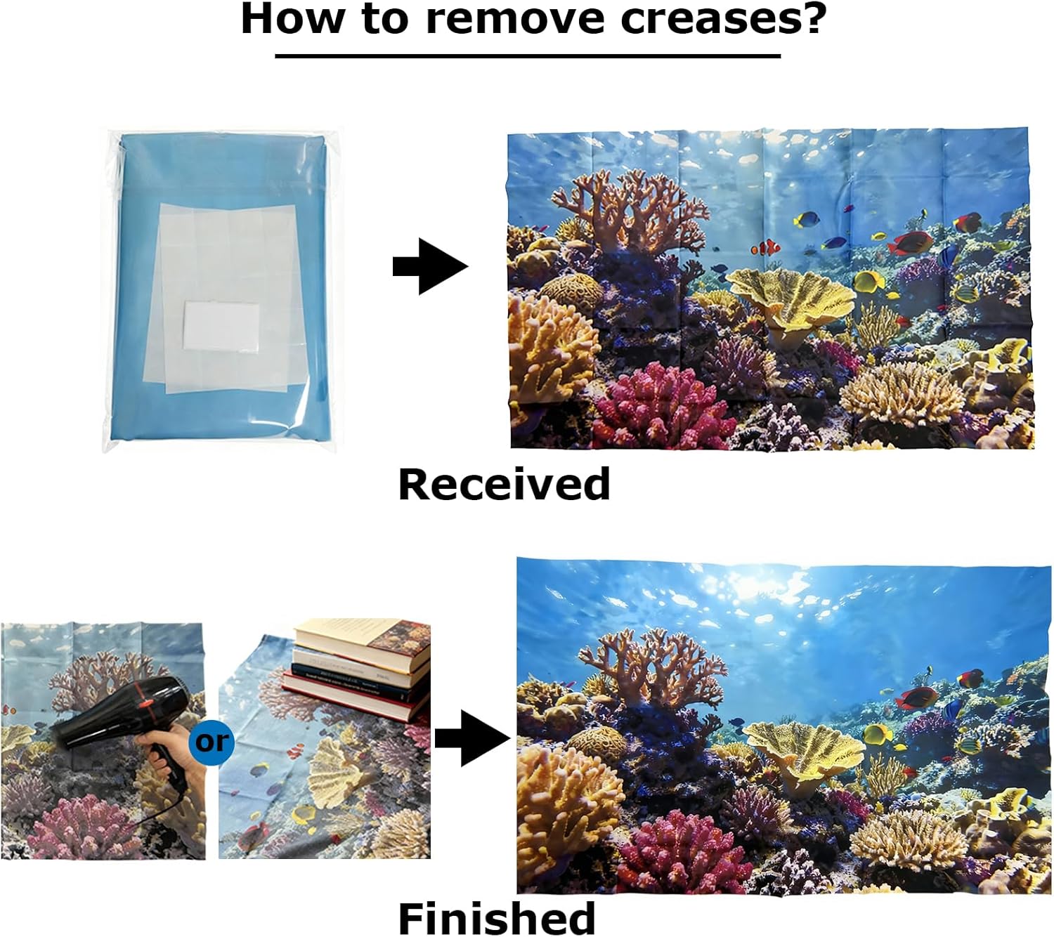 4 Pack Aquarium Background, 24x12 Inch Polyester Cloth Decor for Fish Tank, Set of Undersea Coral Rock & Plant Décor Backgrounds, Aquatic Themed Decorations - Happypetzone.online - Image 5