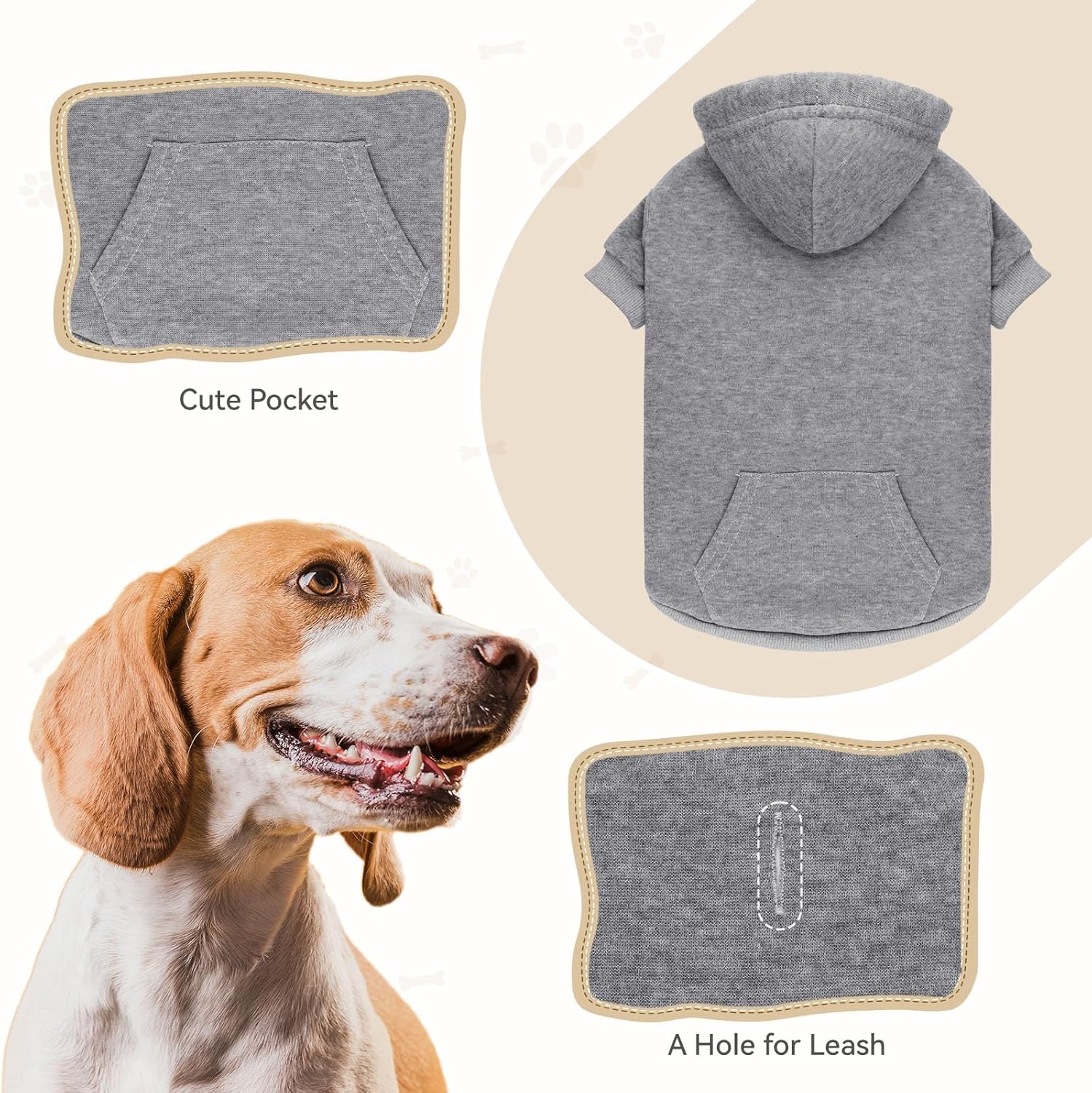 Dog Hoodie Dog Sweaters for Large Dogs Sweater Solid Soft Brushed Fleece Pet Clothes Pet Hoodie Sweatshirt with Pocket(Grey-XXL) - Happypetzone.online - Image 4