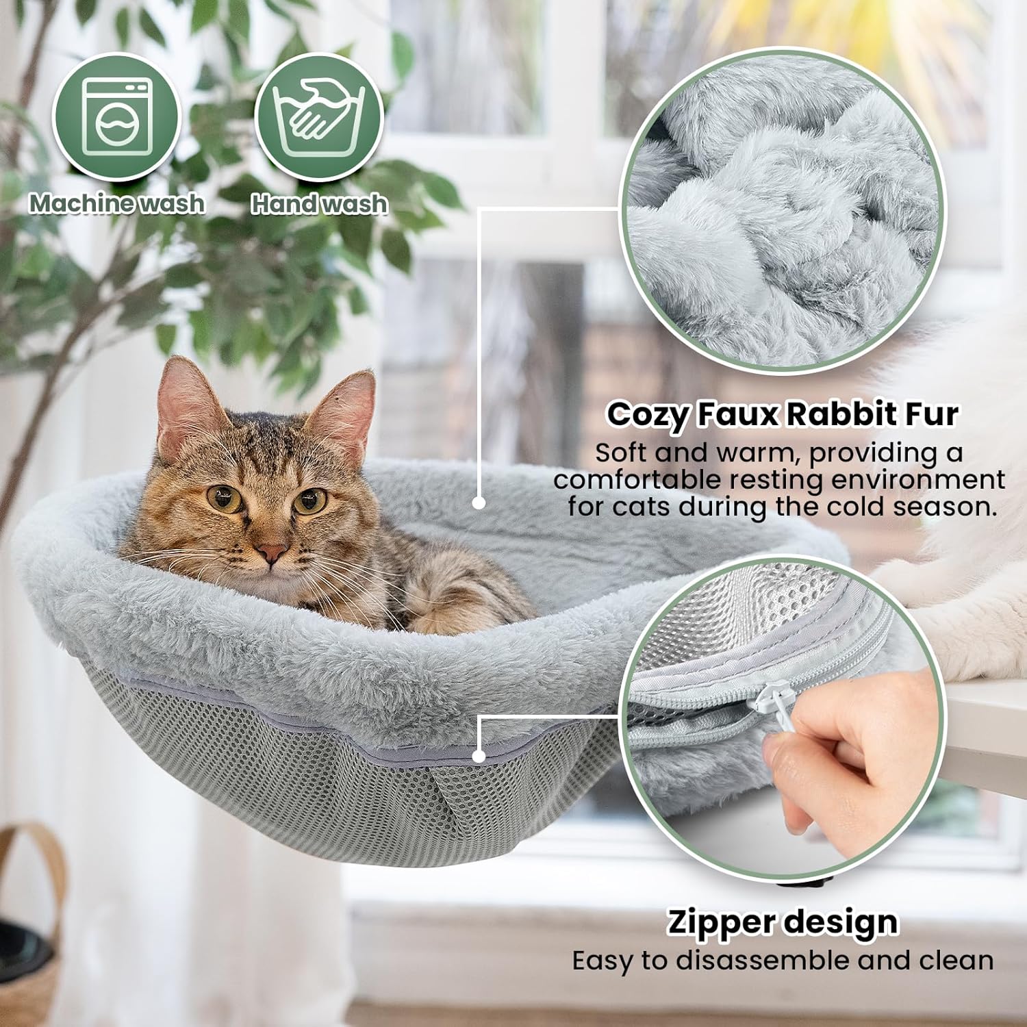 JUNSPOW Cat Desk Bed - One-Click Folding,Sunken Design & Space-Saving Semi-Circular Cat Bed, Soft Faux Rabbit Fur Material, Suitable for Various Desktops-Maximum Hold Up to 40lb - Happypetzone.online - Image 5