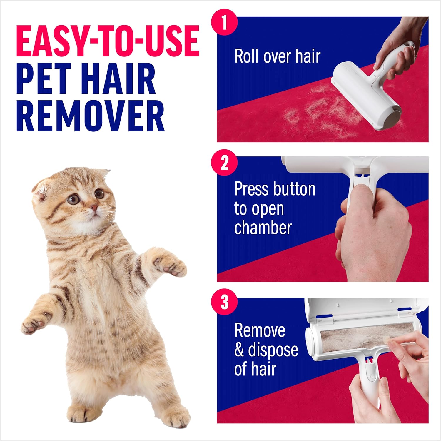 ChomChom Roller Pet Hair Remover – Original Size Reusable Lint Roller for Cat & Dog Hair on Furniture, Couch, Carpet, Car, Rugs & Bedding – Portable, Eco-Friendly (White) - Happypetzone.online - Image 3