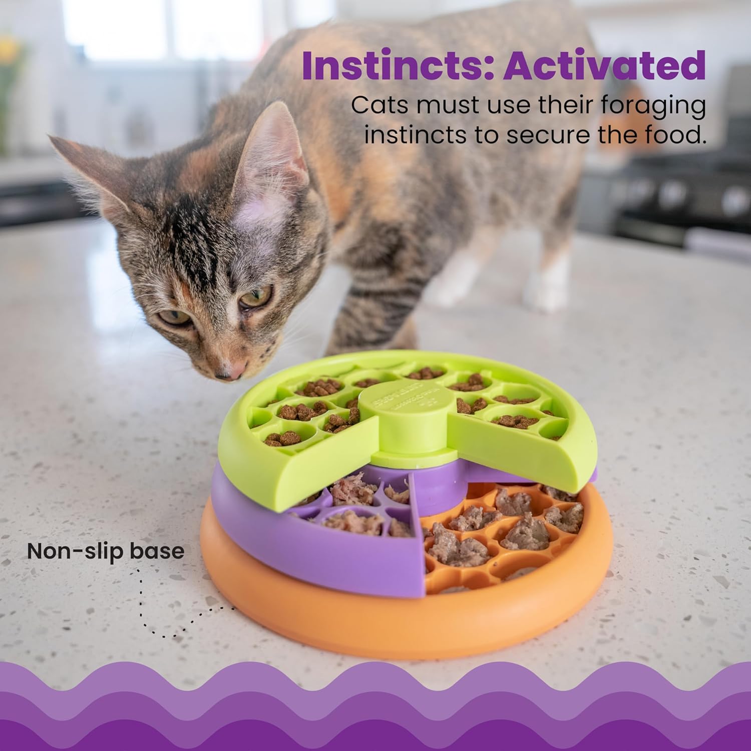 Catstages Kitty Lickin' Layers Interactive Cat Slow Feeder Treat Puzzle Toy, Dry or Wet Food, Mental Stimulation, Foraging Toy with 80+ Compartments - Happypetzone.online - Image 4