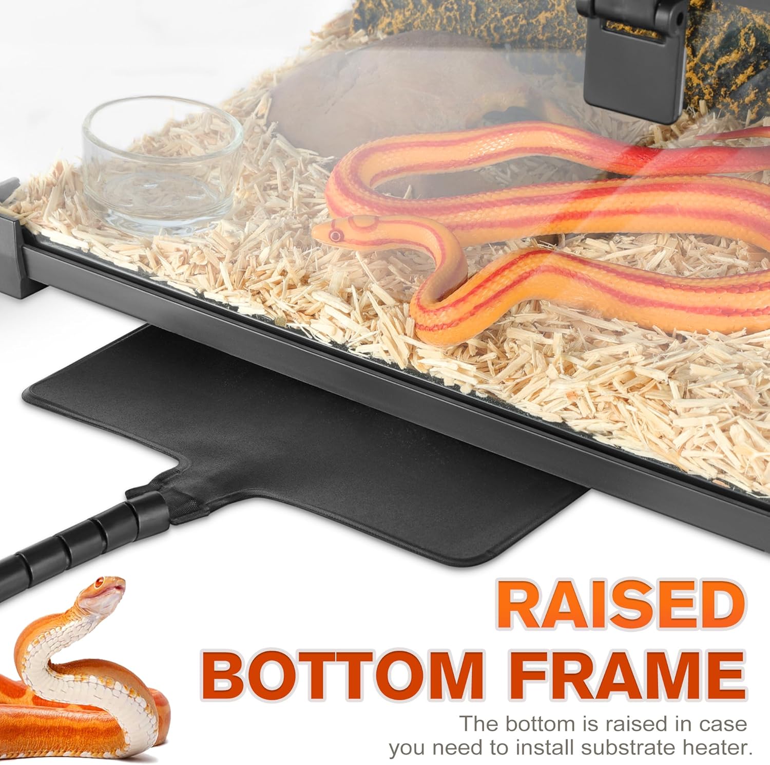 Mini Reptile Glass Terrarium Vivarium 12'' x 8'' x 6'' Full View Tank Small Amphibians Glass Habitat Cage with Feeding Slot & Box Lock Buckle - Happypetzone.online - Image 4