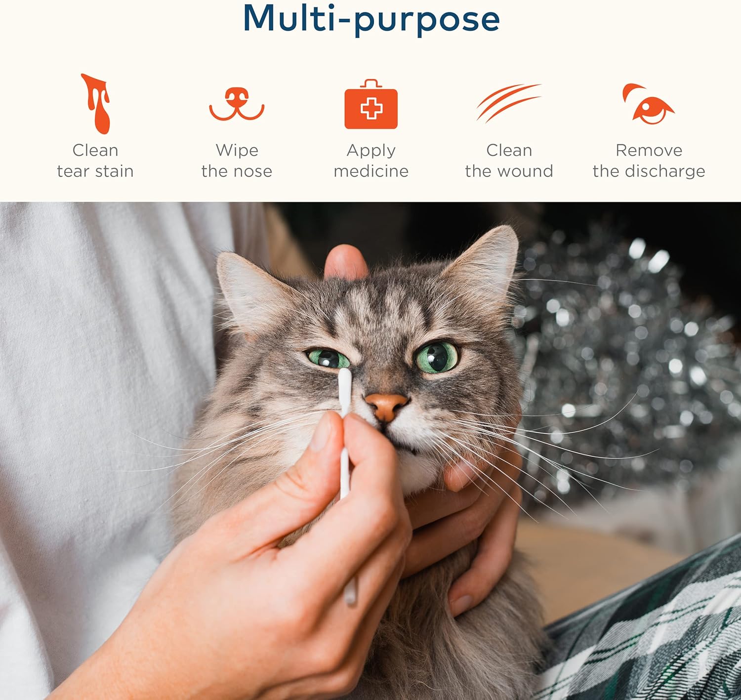 ARCA PET Cotton Swabs for Dogs and Cats - Cat & Dog Ear Cleaner Long Cotton Swab - Extra Long Stick, Cat & Dog Ear Cleaning Kit for Puppies and Pets, Multipurpose Pet Cotton Swabs for Ears (100 Buds) - Happypetzone.online - Image 5