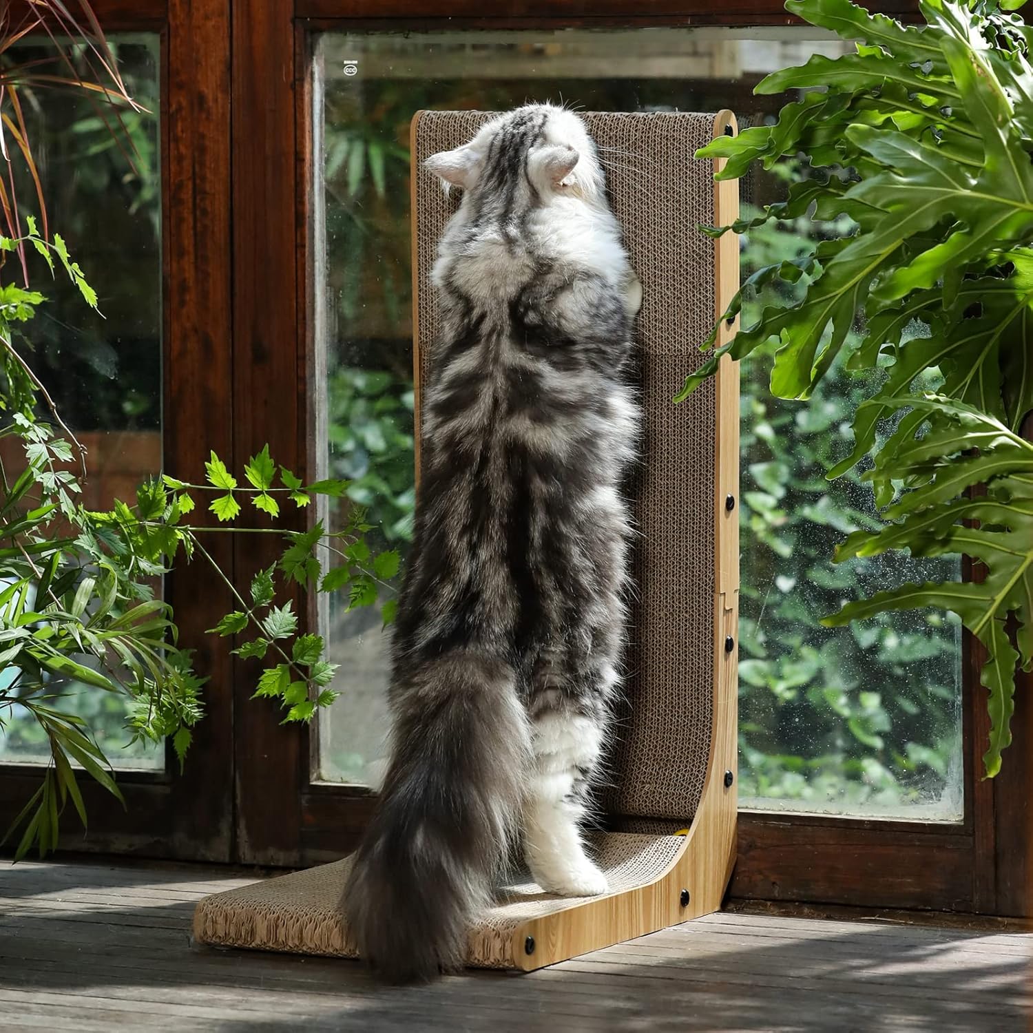 FUKUMARU Cat Scratcher, 26.8 Inch L Shape Cat Scratch Pad Wall Mounted, Cat Scratching Cardboard with Ball Toy for Indoor Cats, Large Size - Happypetzone.online - Image 6