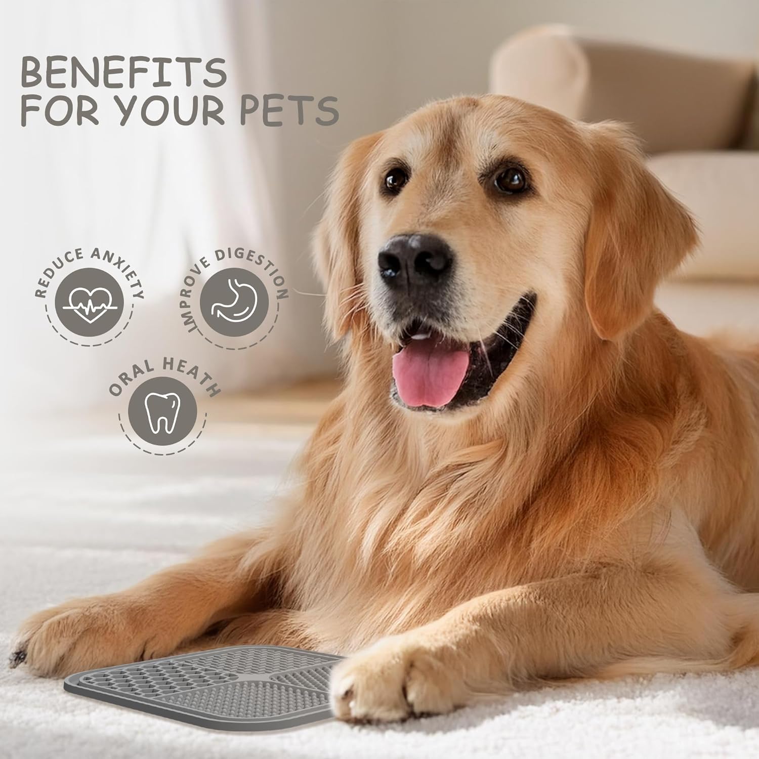 ChefAide 2 Pack Lick Mat for Dogs,Cats,Upgraded 8.5×8.5 inches Licking Mats with Suction Cups,Slow Feeder Licking Pad for Anxiety Relief and Boredom Reducer,Suitable for Dog Training Set 2 - Happypetzone.online - Image 6