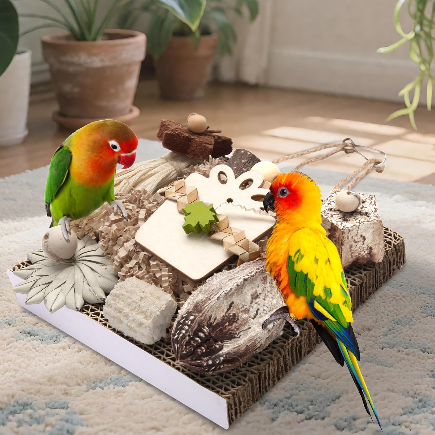 Kyouki Bird Toys, Parakeet Toys, Parrot Toy, Conure Hanging Chewable Cardboard Foraging Suitable for Budgies, Cockatiels, Lovebirds, Sun Conures - and Other Small/Medium Parrots (Medium) - Happypetzone.online - Image 7
