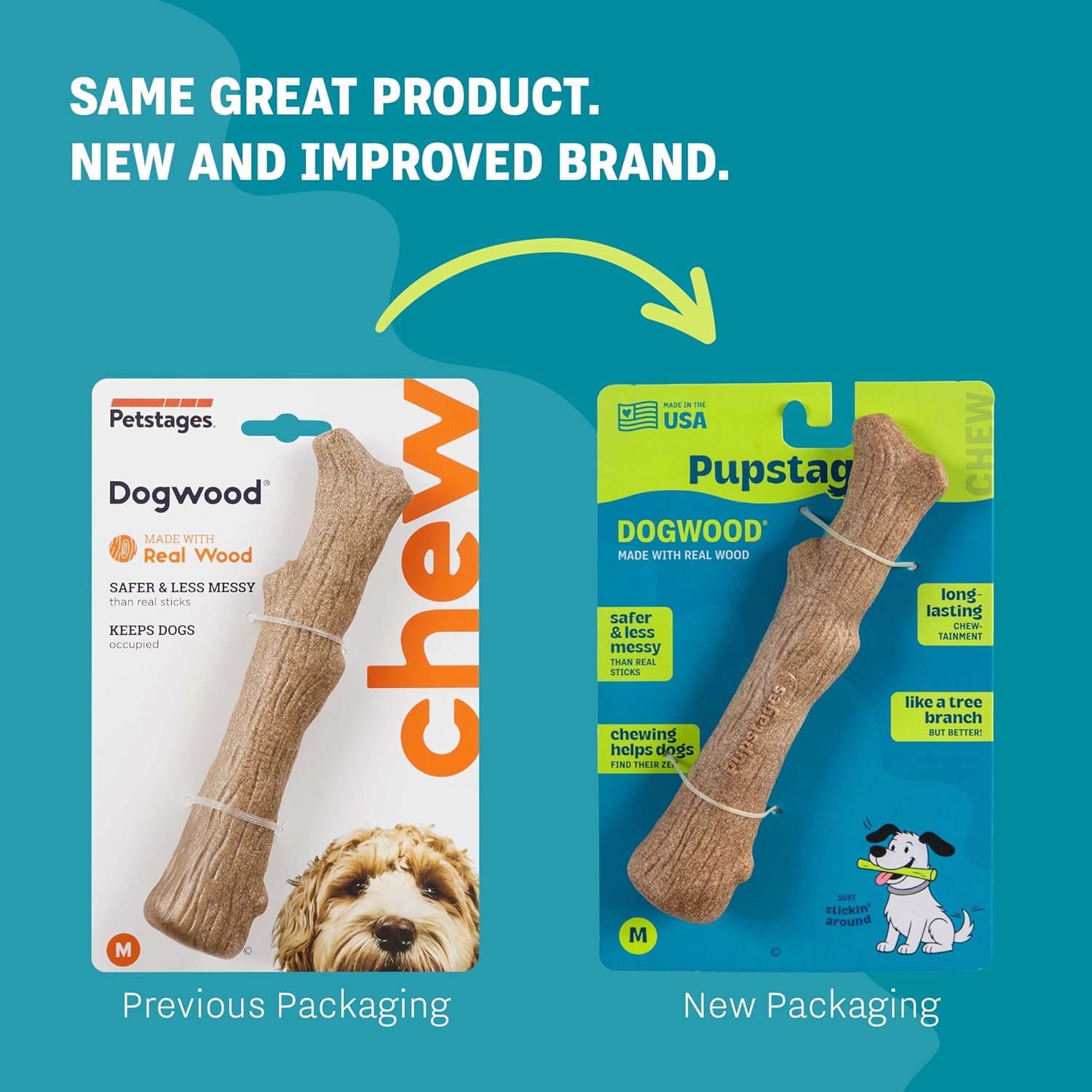 Pupstages Dogwood Dog Chew Toy, Made in the USA – Real-Wood Blend, Natural Flavor & Texture, Moderate Chewers, Medium, 7.4" - Happypetzone.online - Image 7