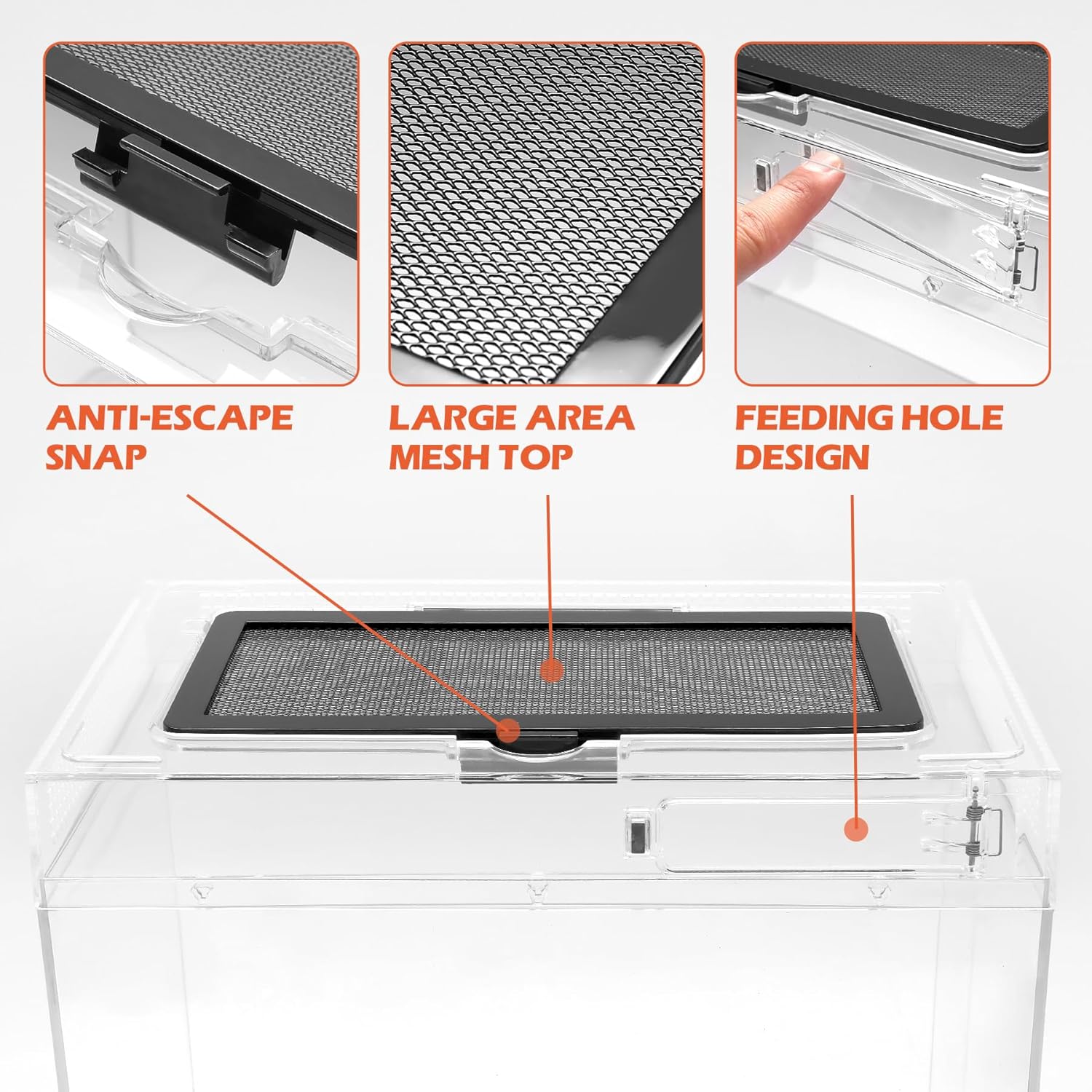 AZV Reptile Terrarium Starter Kit,8 Piece Small Reptile Tank with Escape-Proof Locks,Mesh Top,Multi-Vent Compatible Habitat,Durable Clear PC,Easy-Clean Waterproof Base for Geckos,Frogs,Spiders Large - Happypetzone.online - Image 4